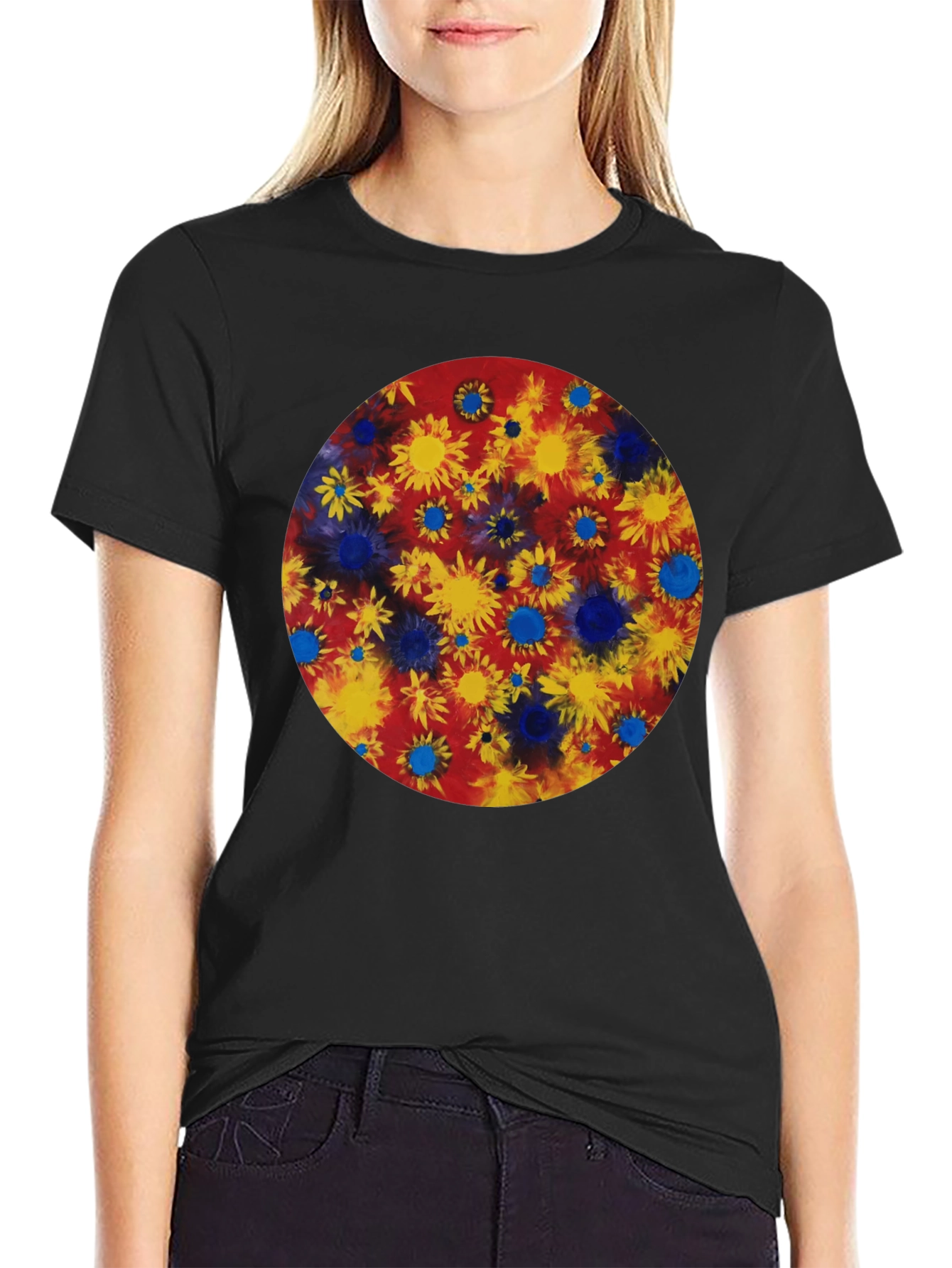 Floral Burst Graphic Tee - Black