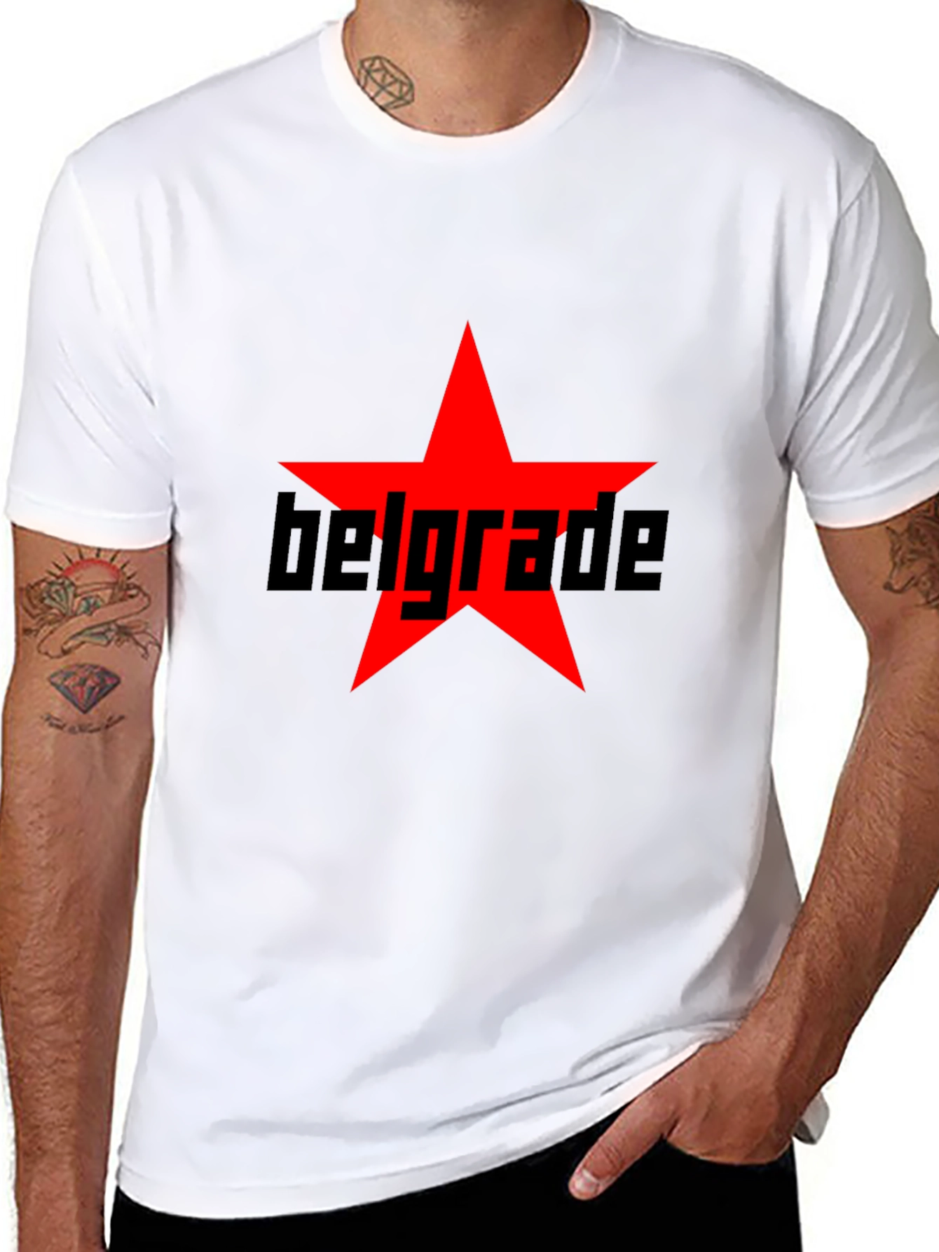 Belgrade Red Star Graphic Tee - Black Cotton T-Shirt
