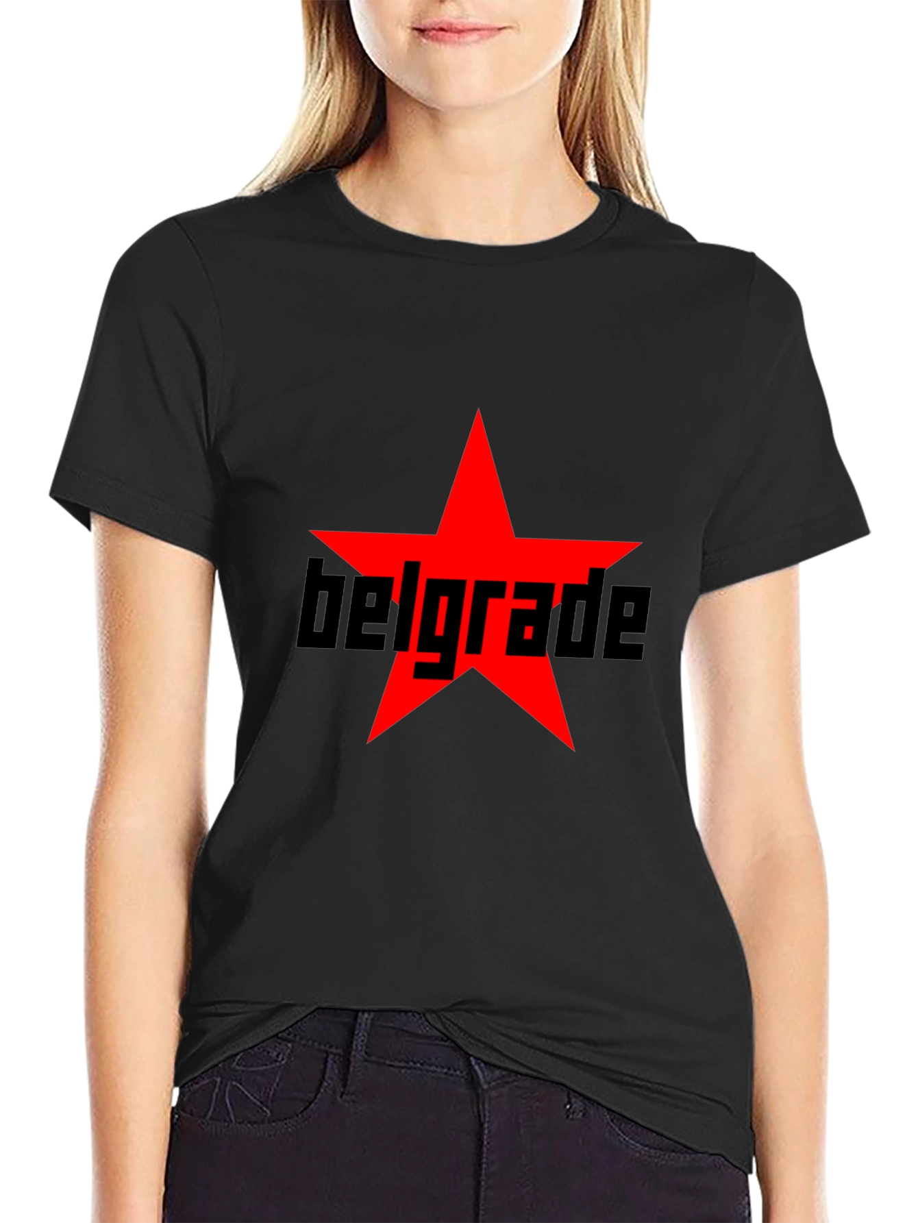 Belgrade Red Star Graphic Tee - Black Cotton T-Shirt