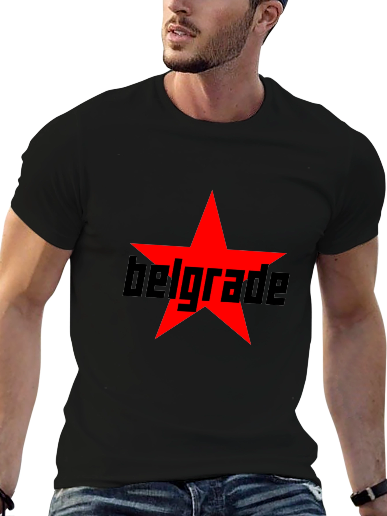 Belgrade Red Star Graphic Tee - Black Cotton T-Shirt