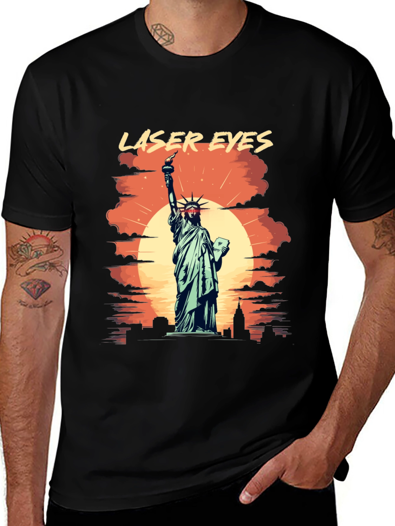 Laser Eyes Statue of Liberty Graphic Tee