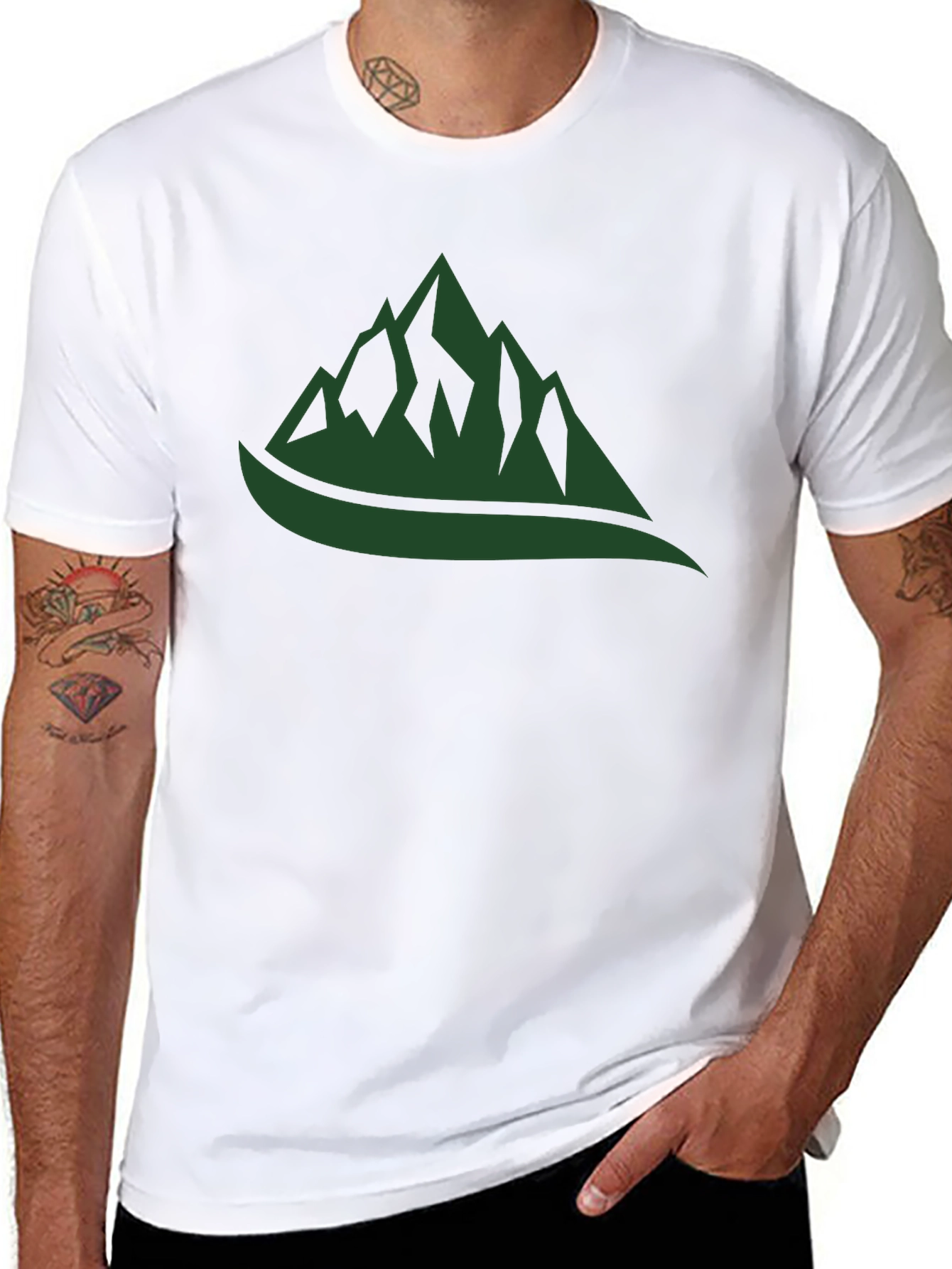 Mountain Graphic Tee - Black Cotton Casual Shirt