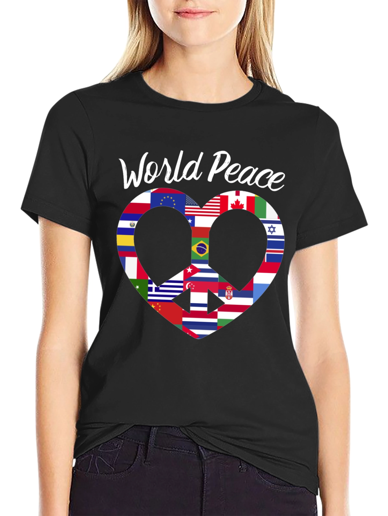 World Peace Flag Heart T-Shirt