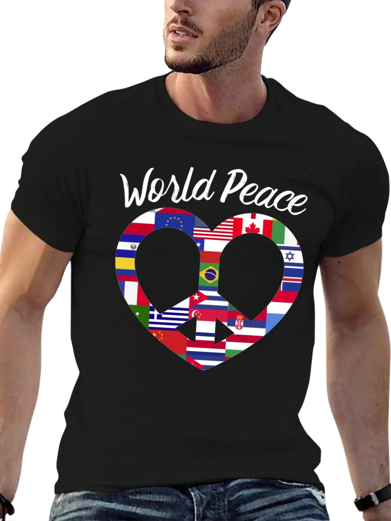 World Peace Flag Heart T-Shirt