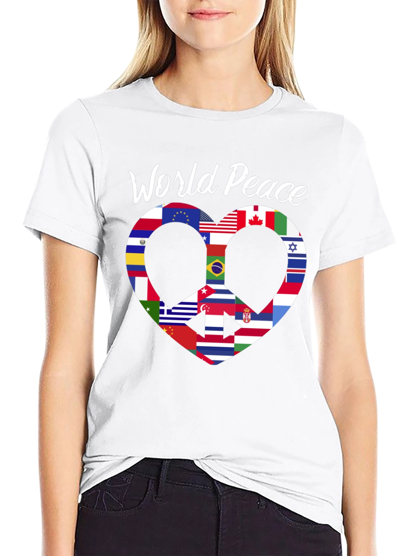 World Peace Flag Heart T-Shirt