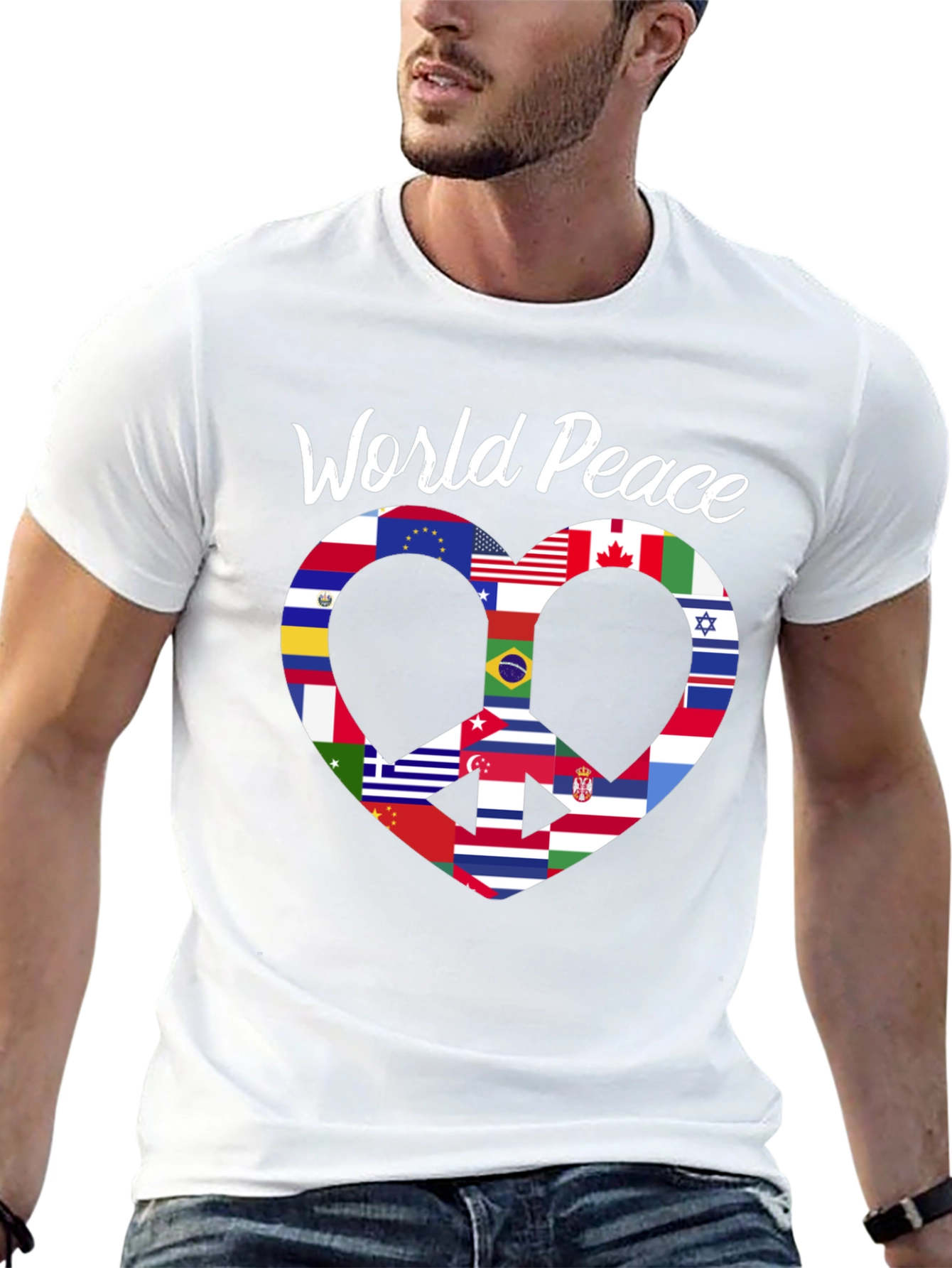 World Peace Flag Heart T-Shirt
