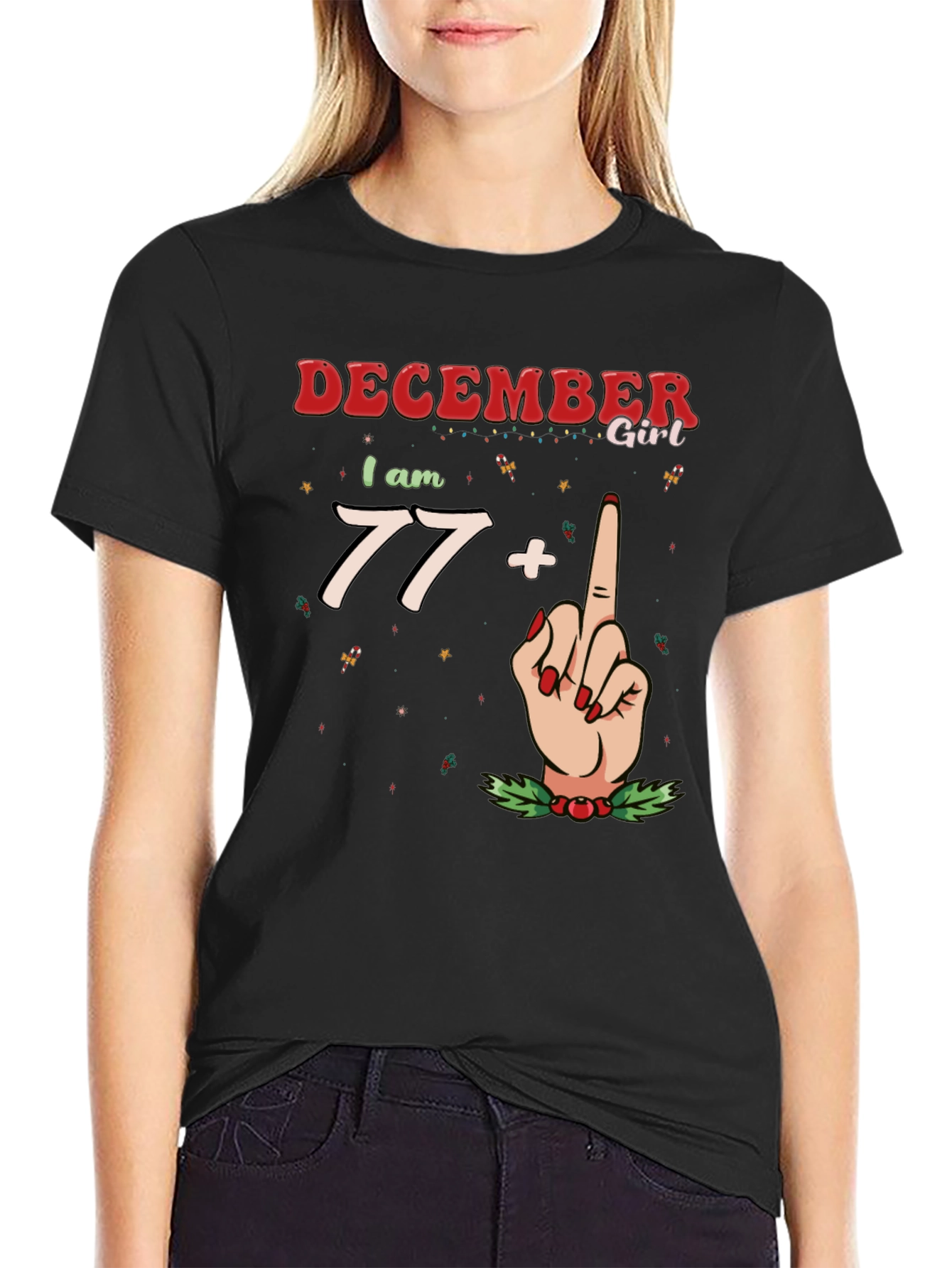 December Girl 77+ Middle Finger Graphic Tee