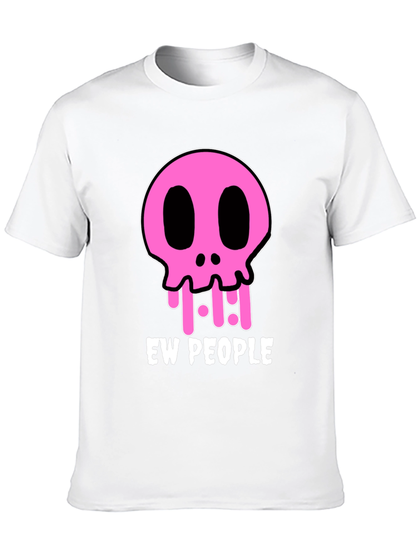 Ew People Graphic Tee - Pink Skull Black T-Shirt