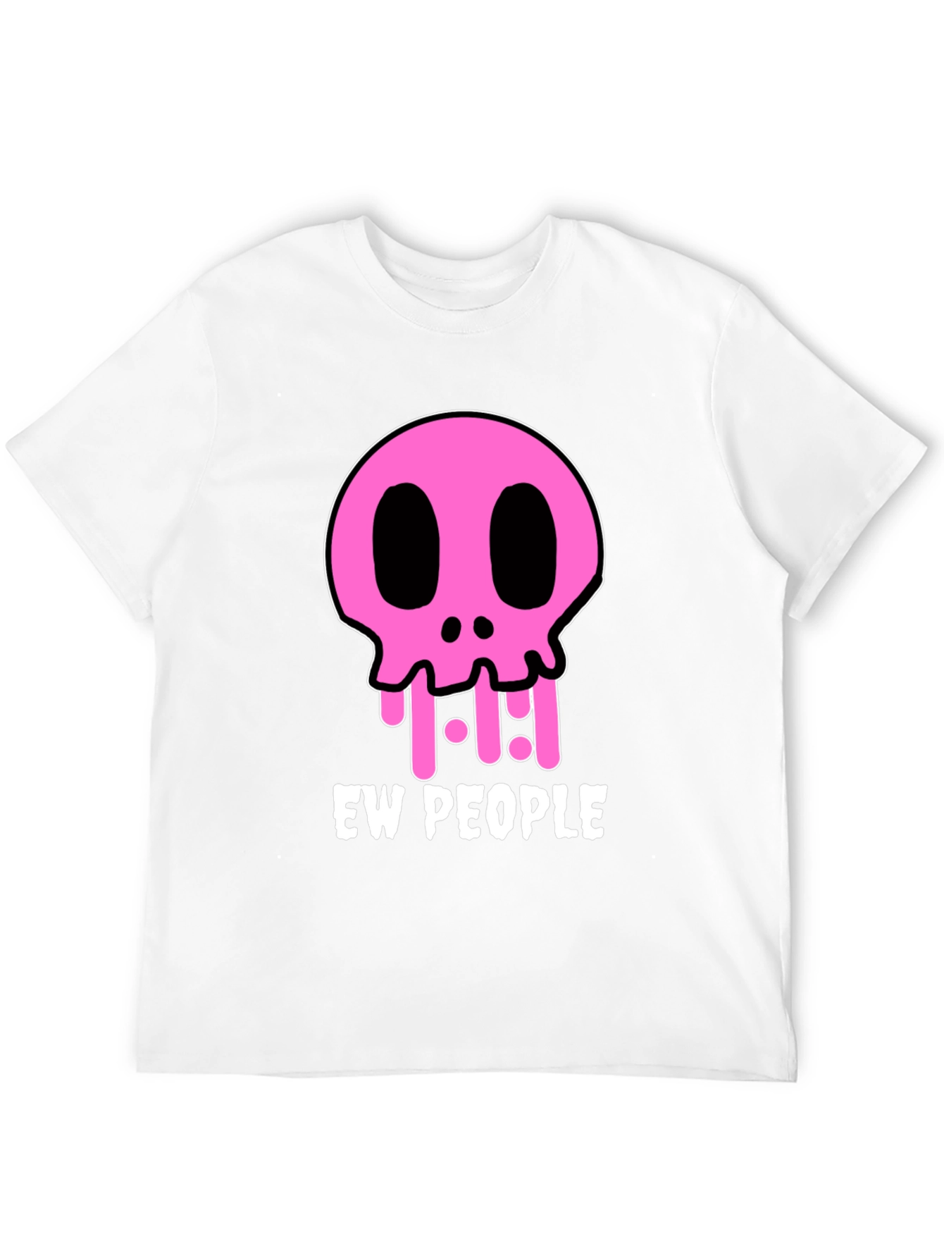 Ew People Graphic Tee - Pink Skull Black T-Shirt