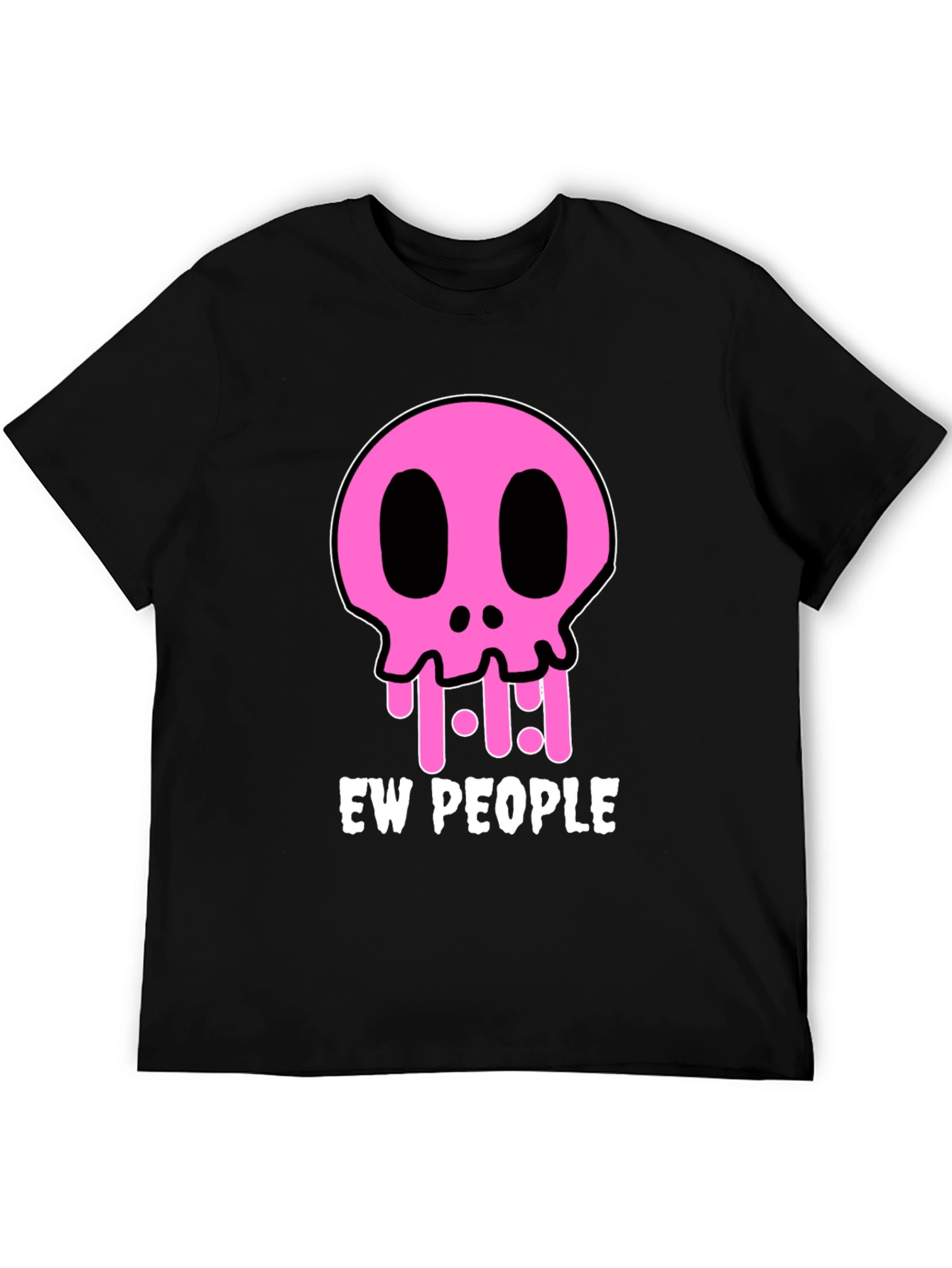 Ew People Graphic Tee - Pink Skull Black T-Shirt