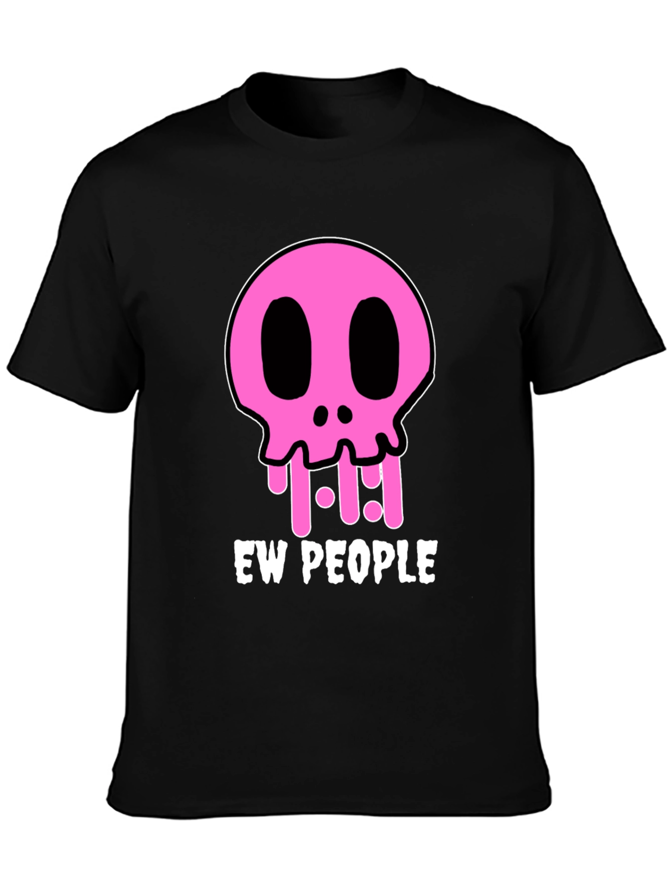 Ew People Graphic Tee - Pink Skull Black T-Shirt