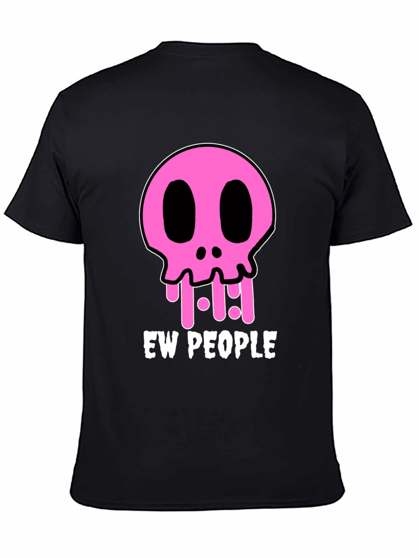 Ew People Graphic Tee - Pink Skull Black T-Shirt