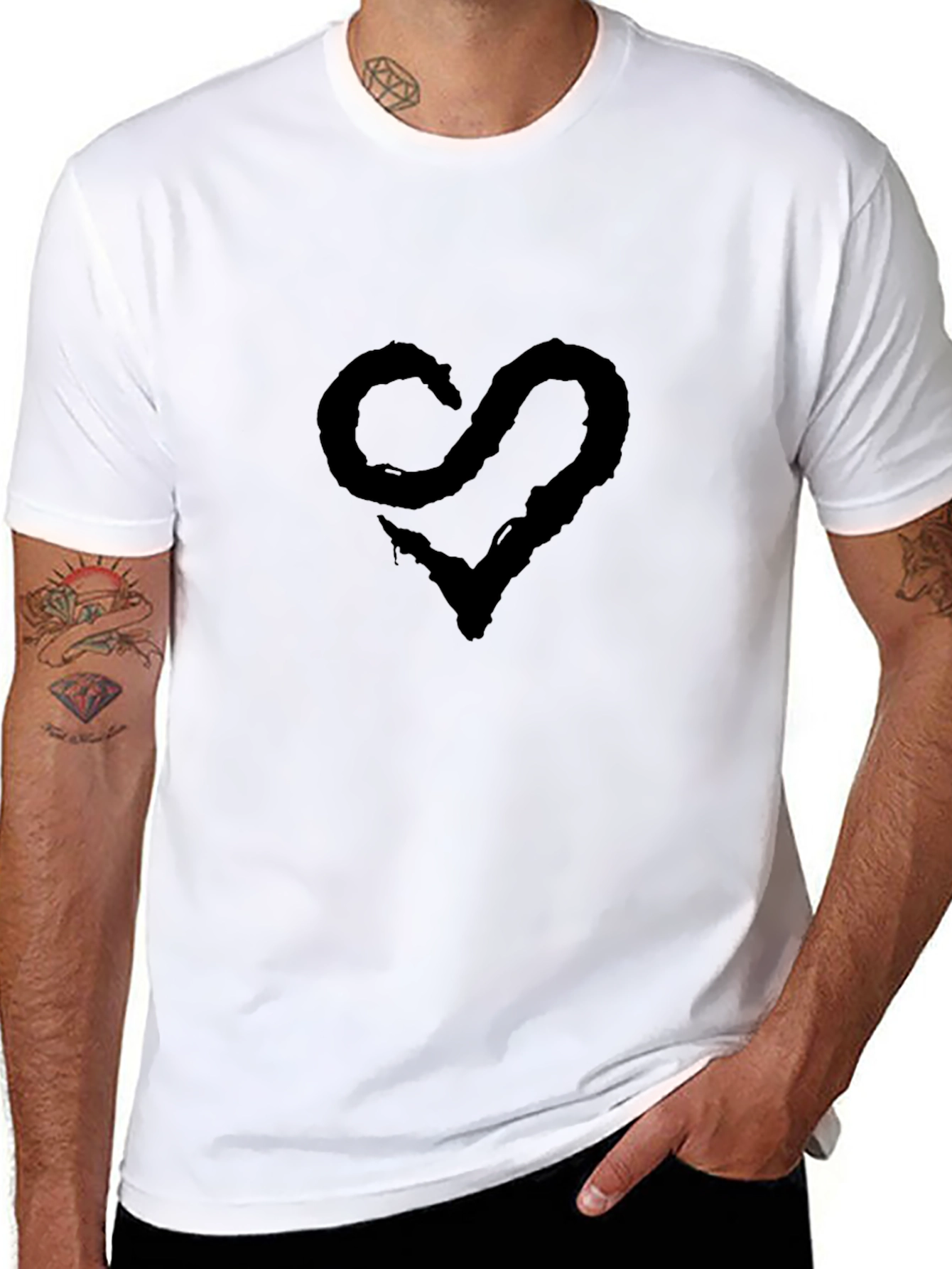 Black Heart Graphic Tee - Casual Style