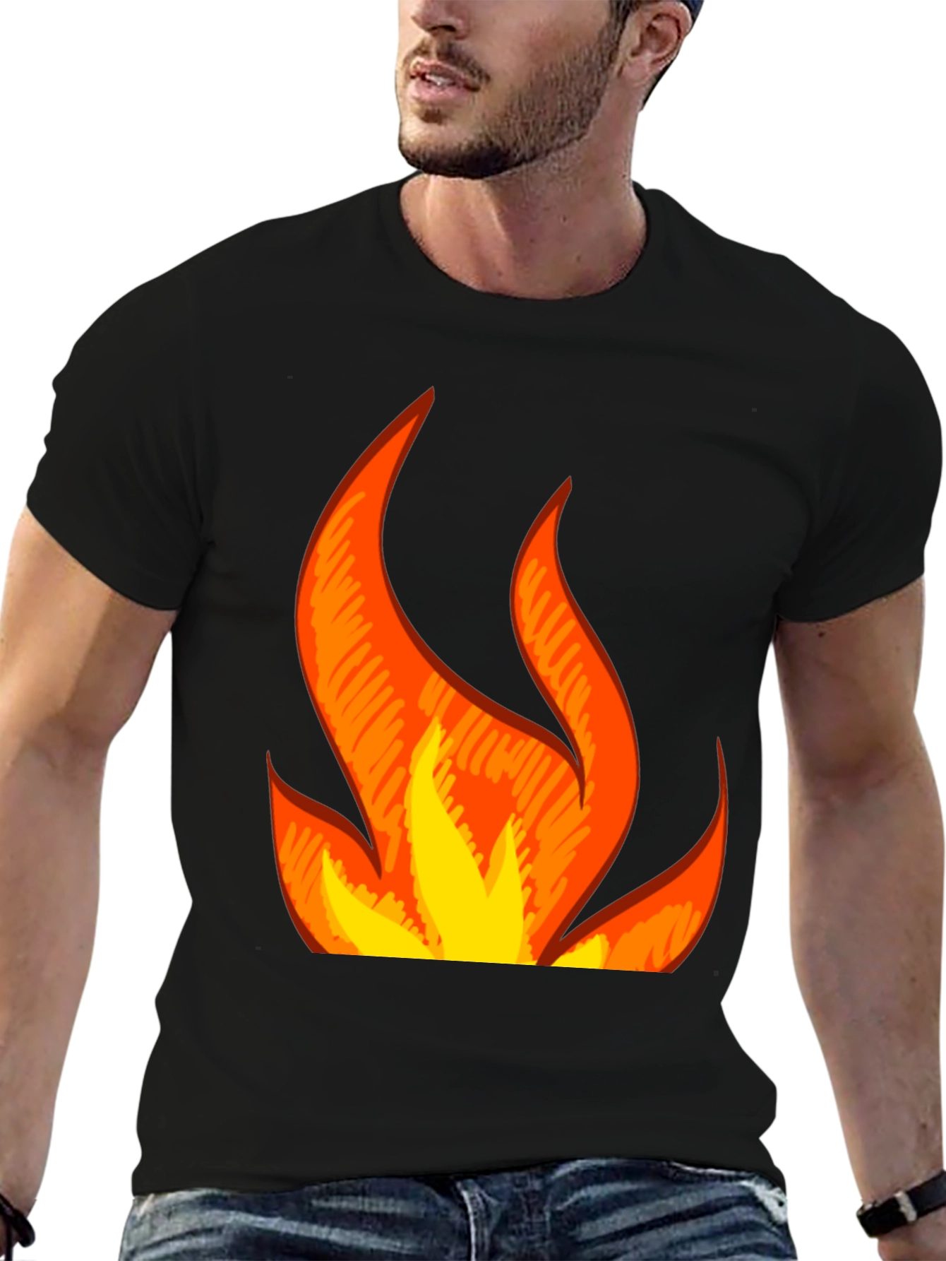 Flaming Hot Graphic Tee - Black Cotton Blend