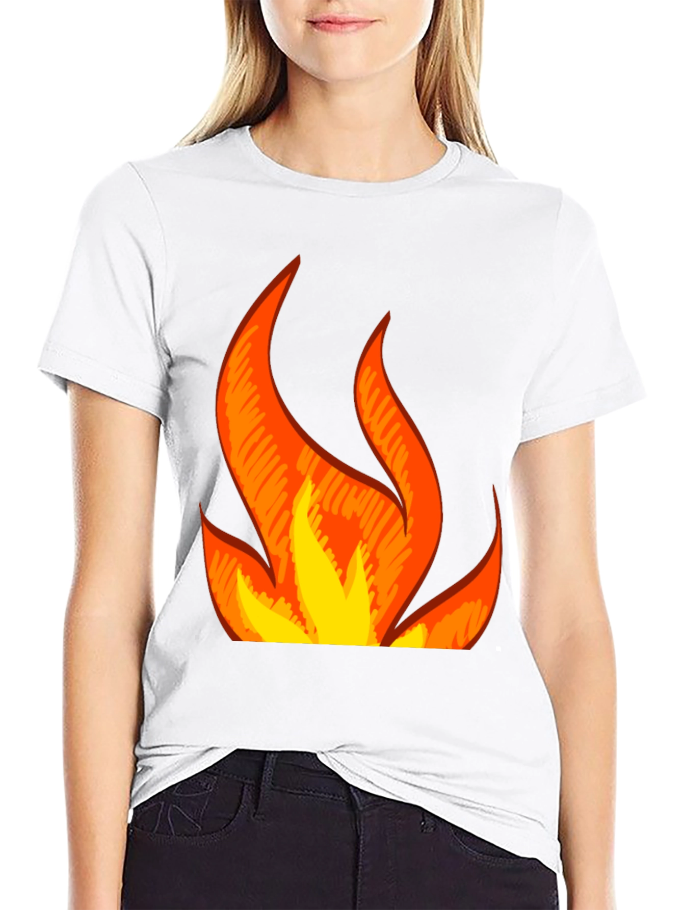 Flaming Hot Graphic Tee - Black Cotton Blend