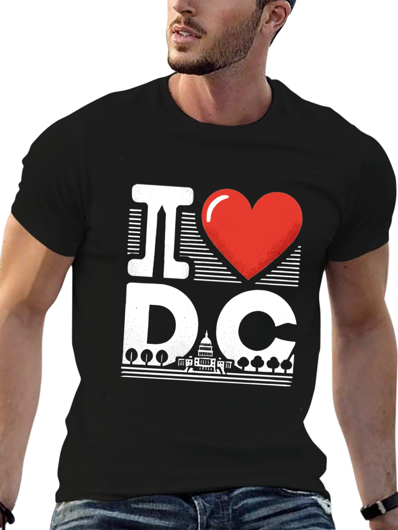 I Love DC Graphic T-Shirt - Unisex Black Tee