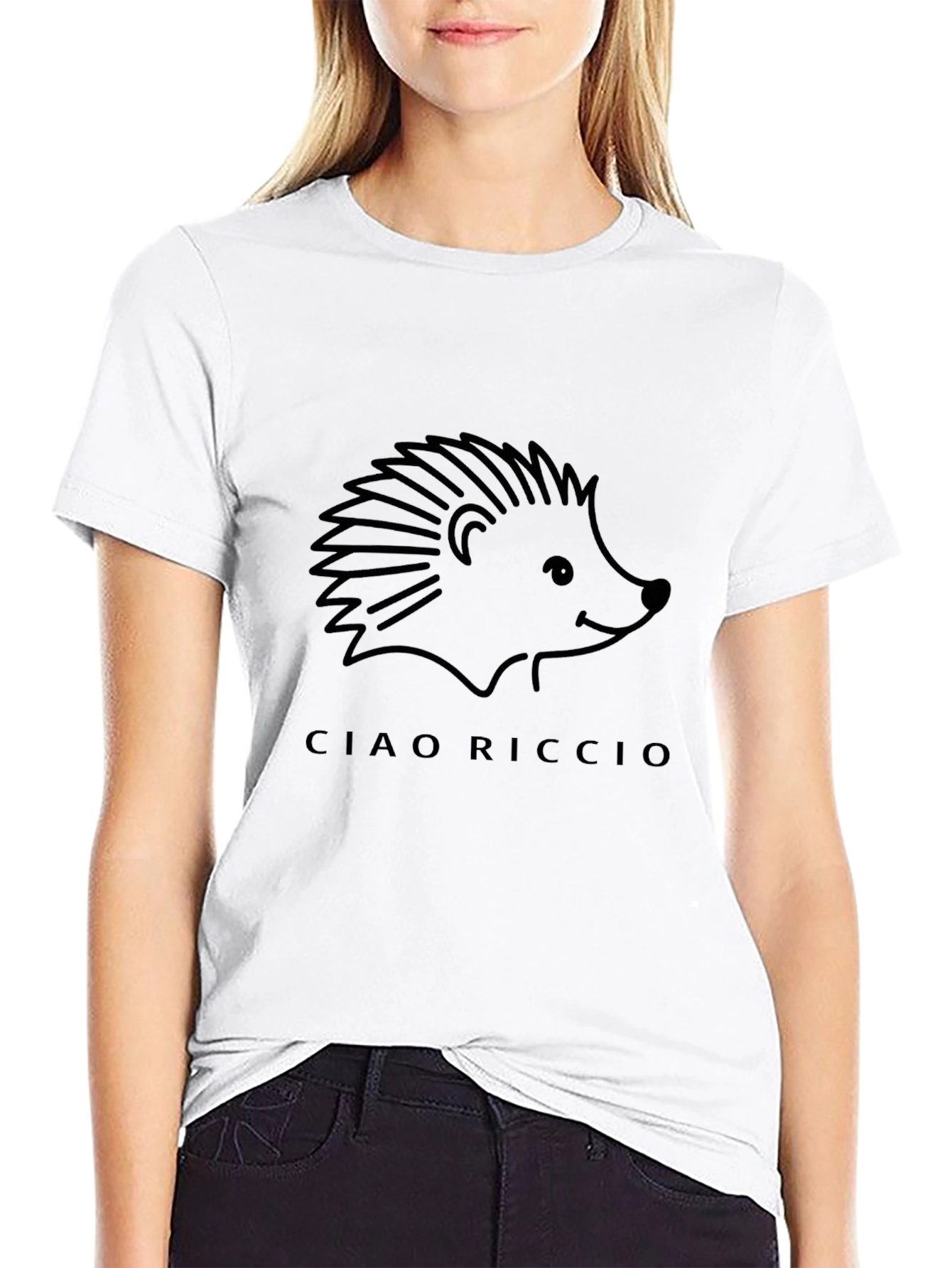 Ciao Riccio Hedgehog Graphic Tee - Stylish Black T-Shirt