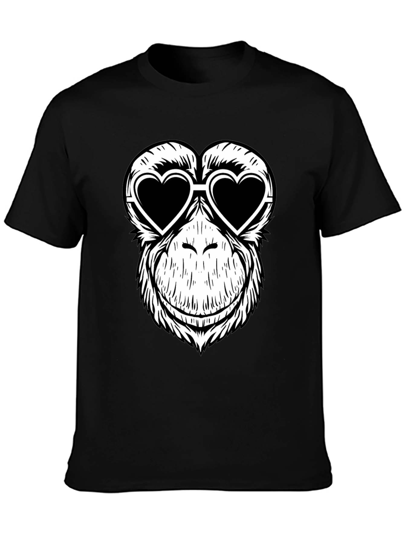 Monkey Love Heart Sunglasses Graphic Tee - Black