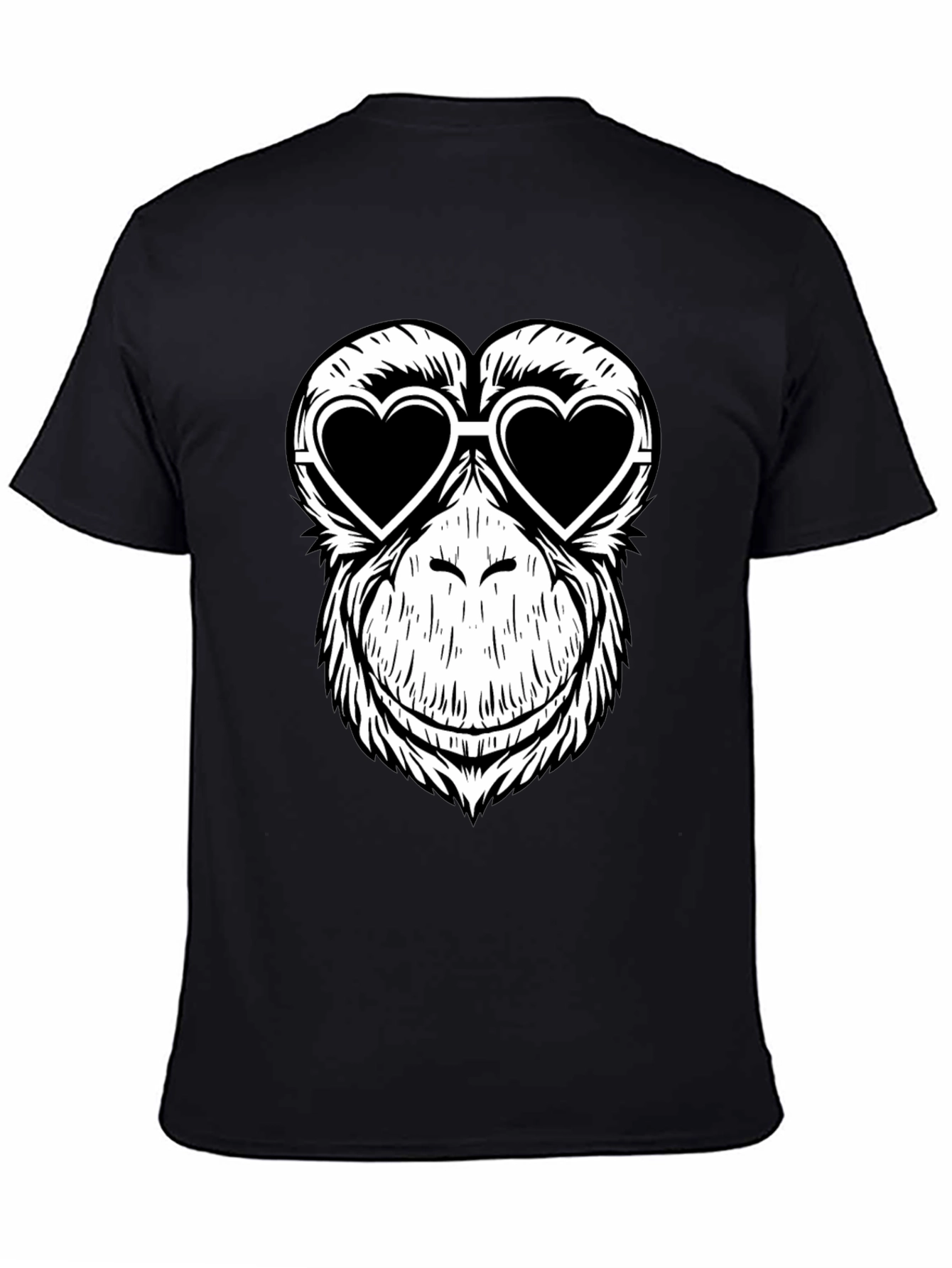 Monkey Love Heart Sunglasses Graphic Tee - Black