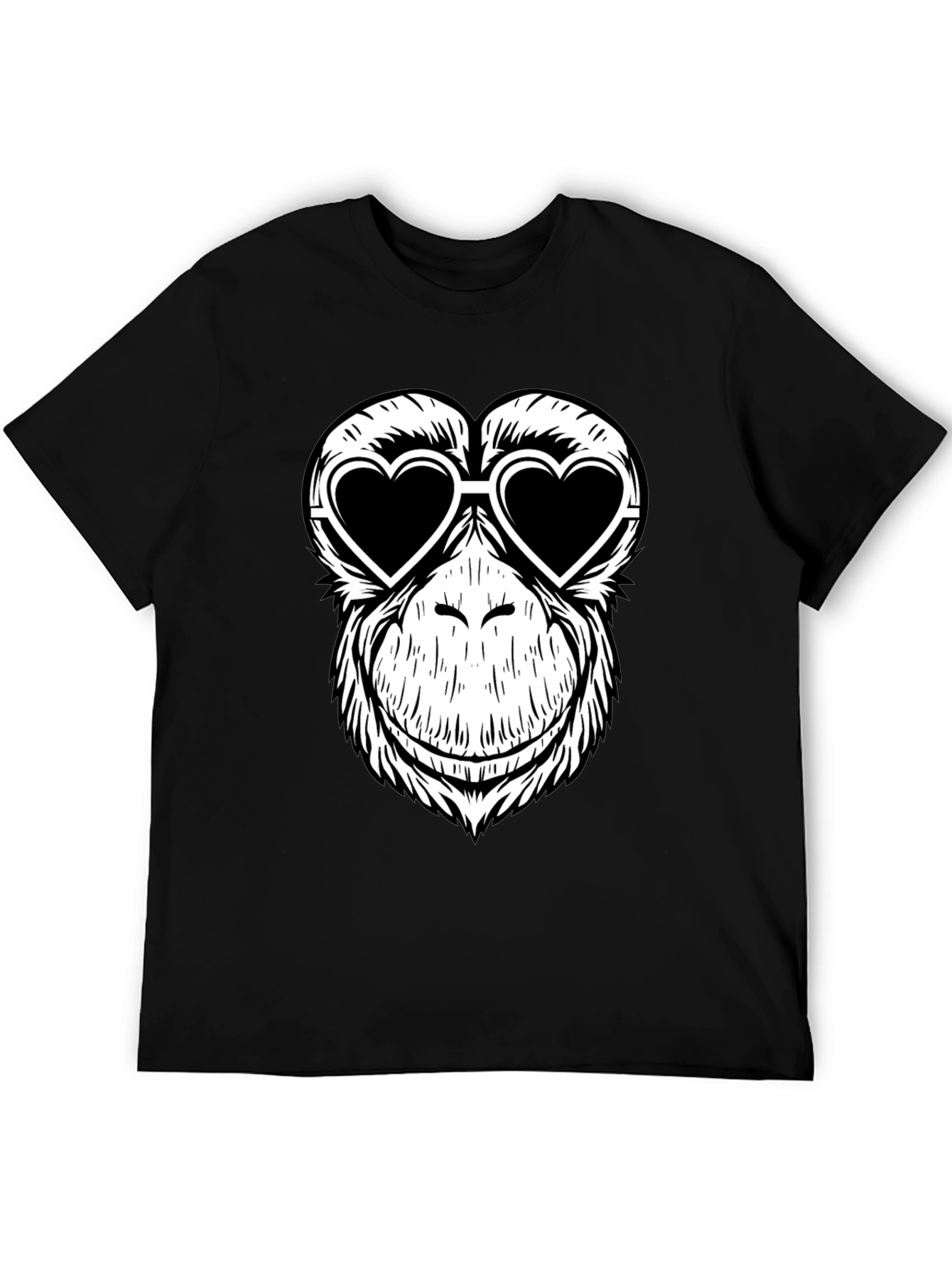 Monkey Love Heart Sunglasses Graphic Tee - Black