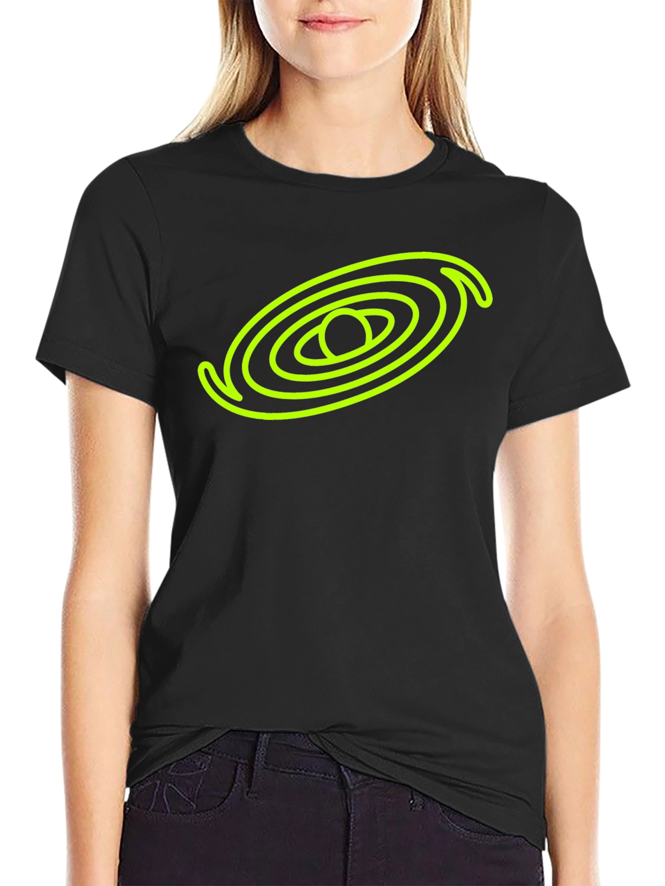 Black T-Shirt with Neon Galaxy Design