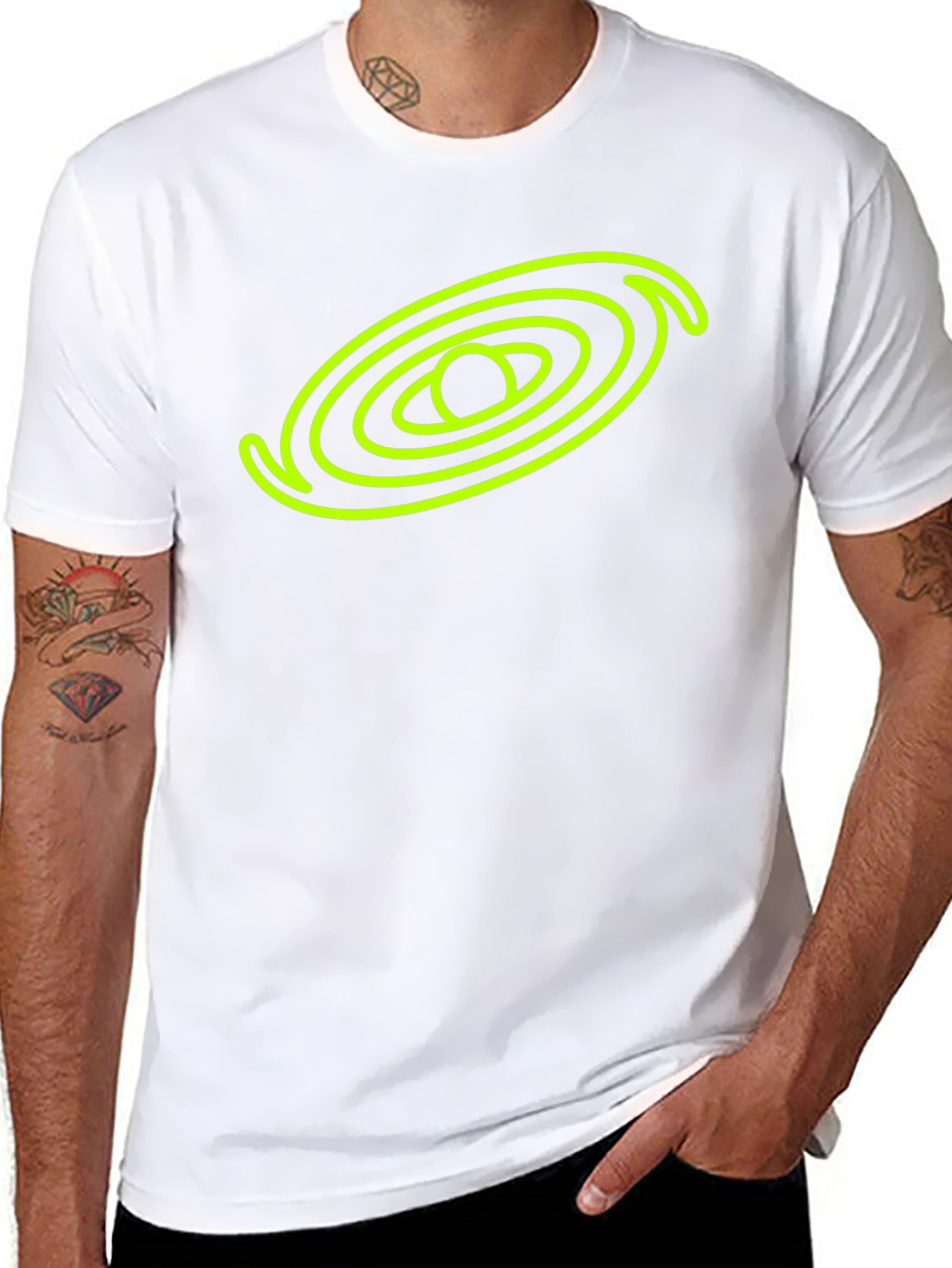 Black T-Shirt with Neon Galaxy Design