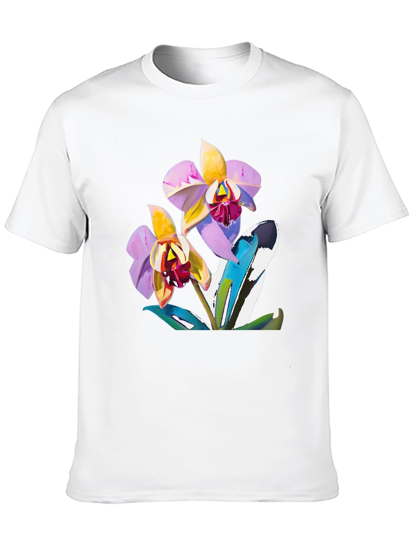 Orchid Graphic T-Shirt - Black Cotton Blend