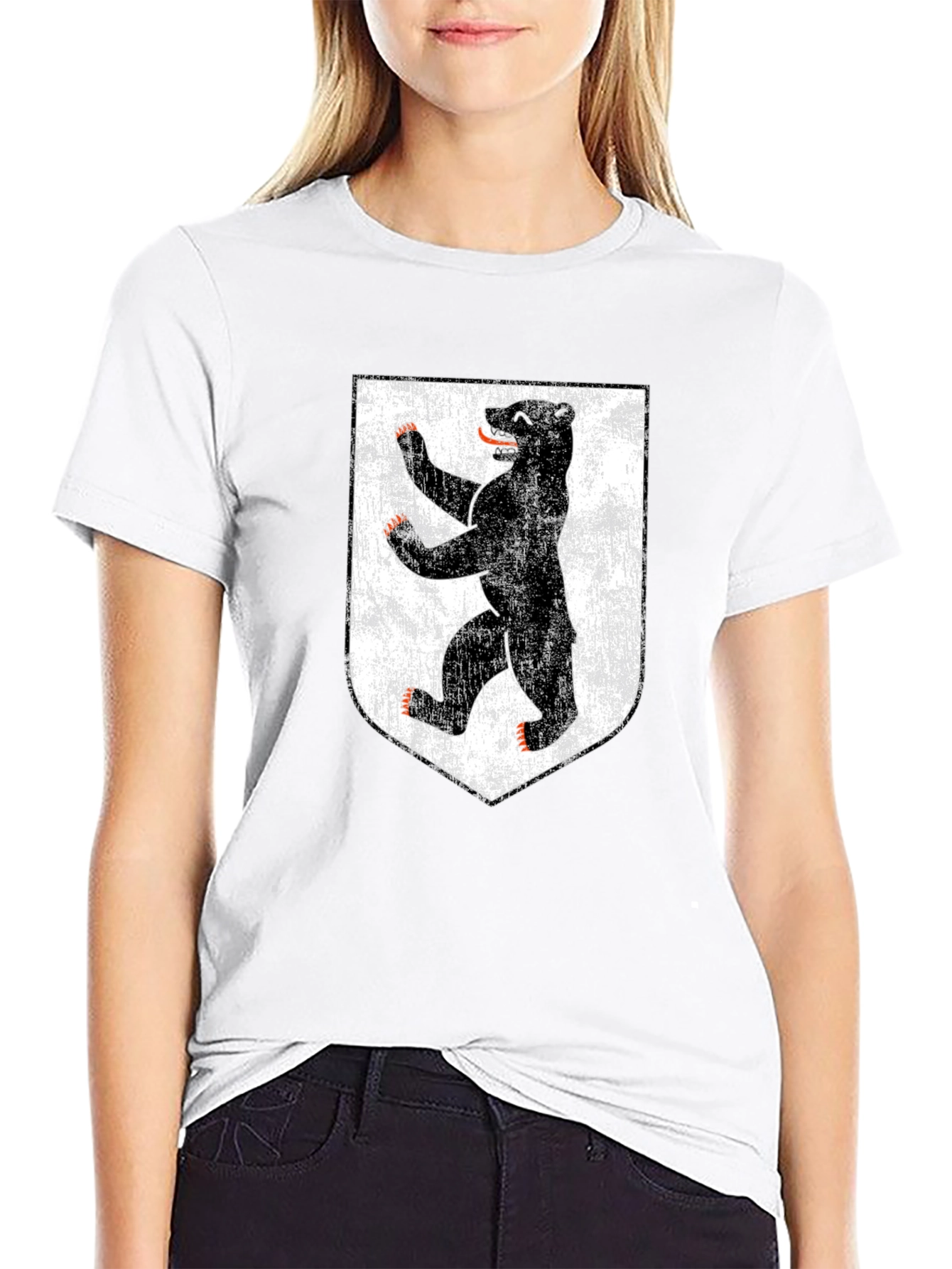 Berlin Bear Graphic T-Shirt - Distressed Shield Design