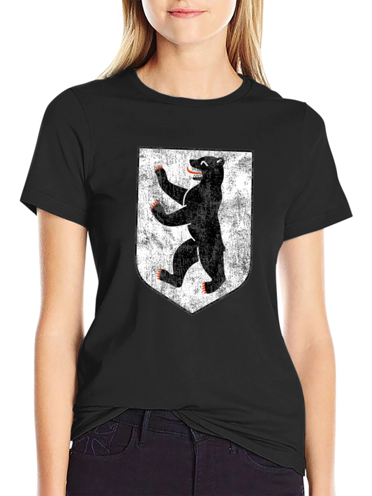 Berlin Bear Graphic T-Shirt - Distressed Shield Design