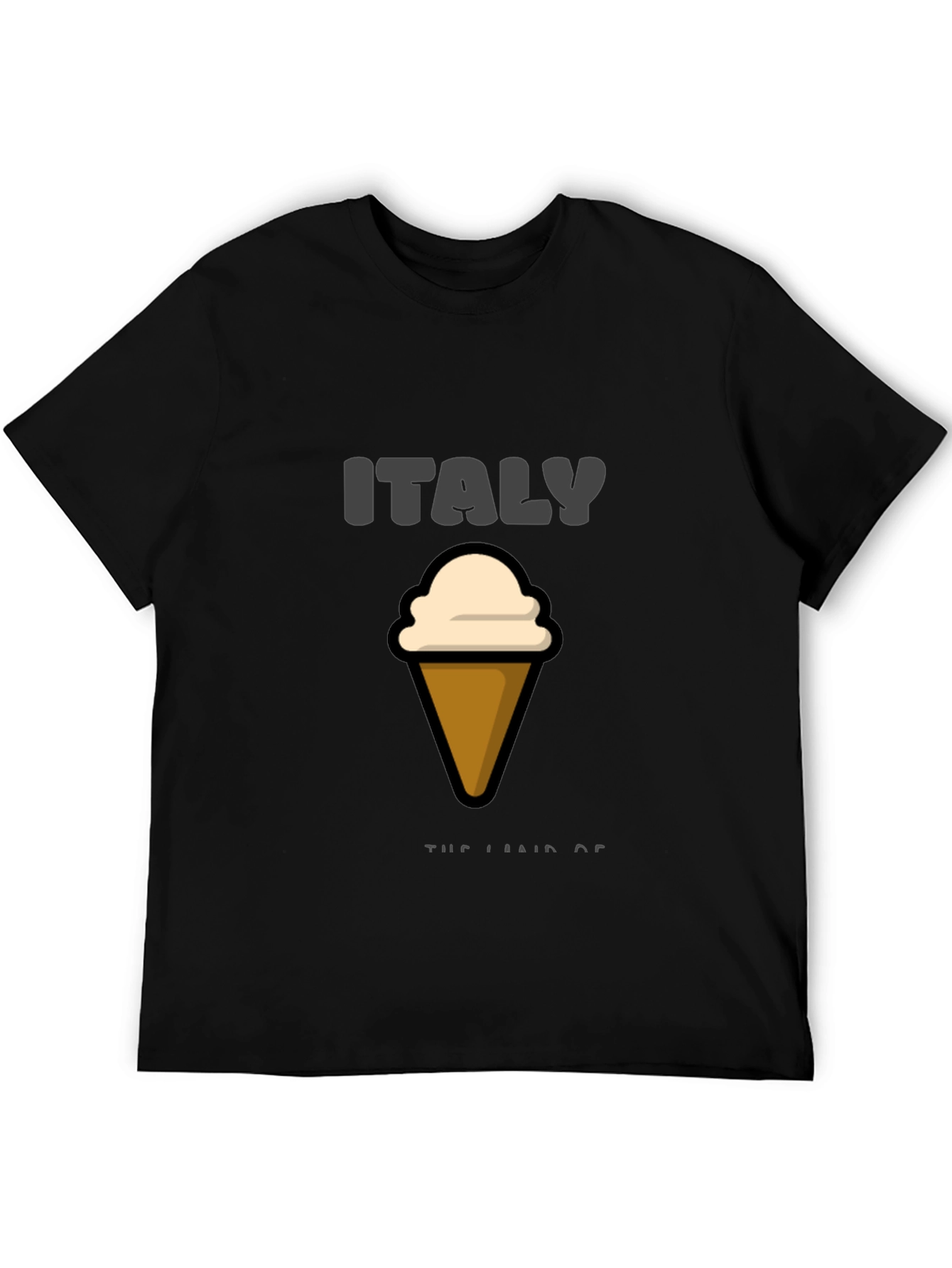 Italy Ice Cream Graphic Black T-Shirt