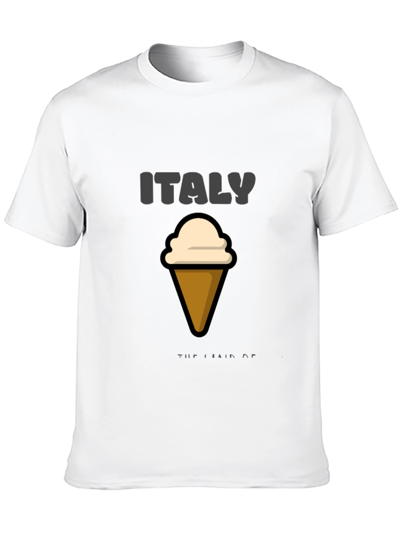 Italy Ice Cream Graphic Black T-Shirt