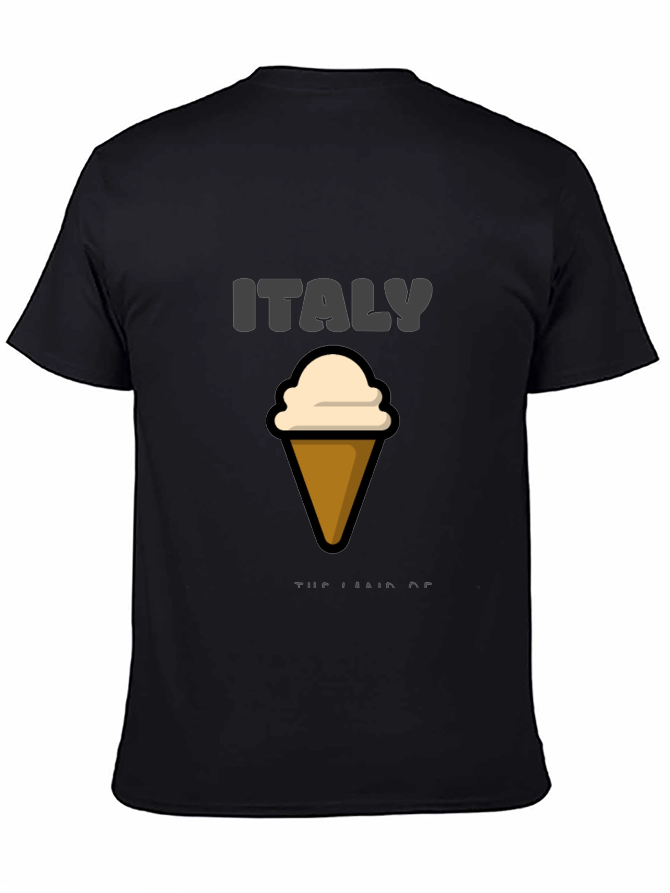 Italy Ice Cream Graphic Black T-Shirt