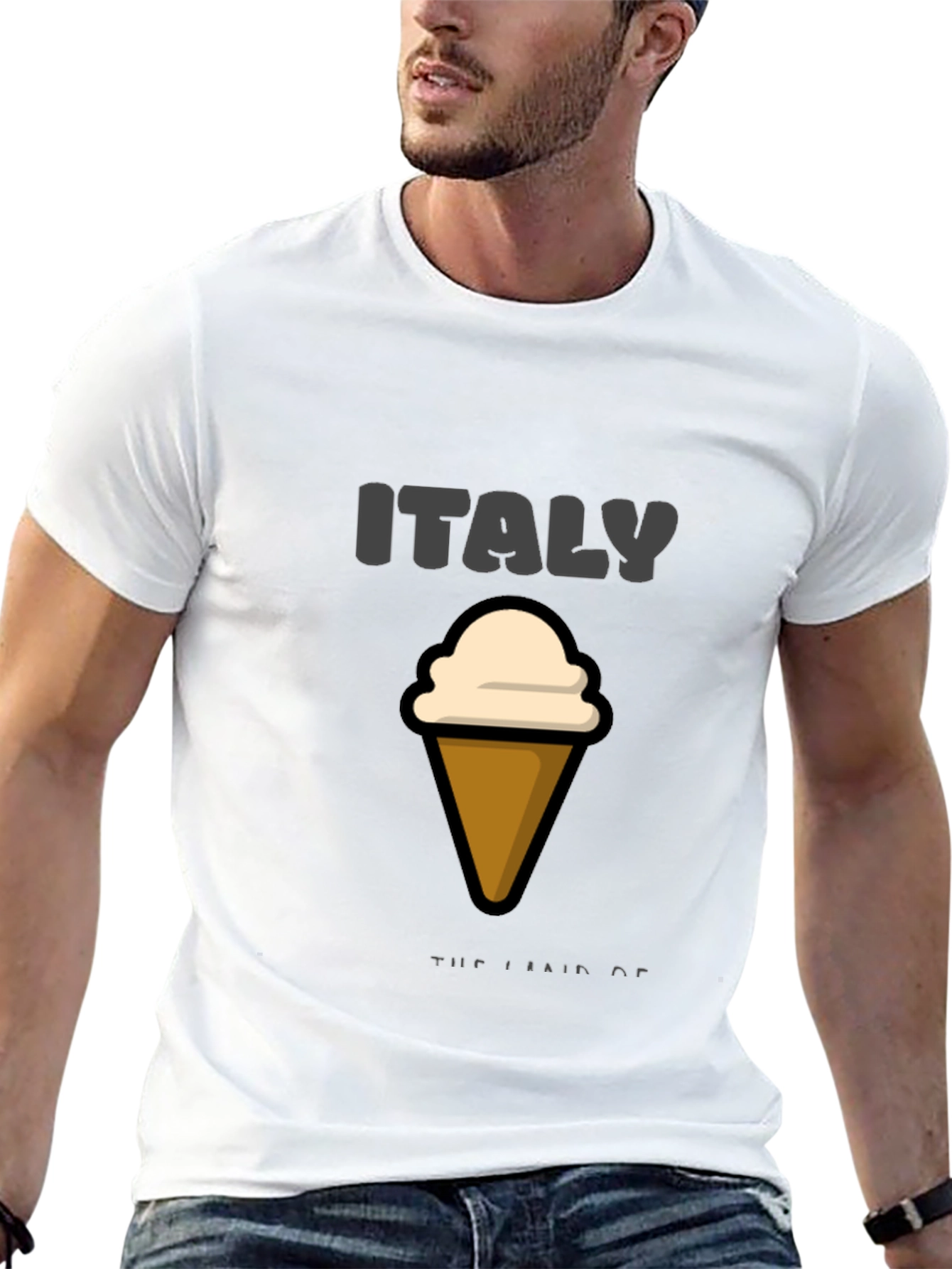 Italy Ice Cream Graphic Black T-Shirt