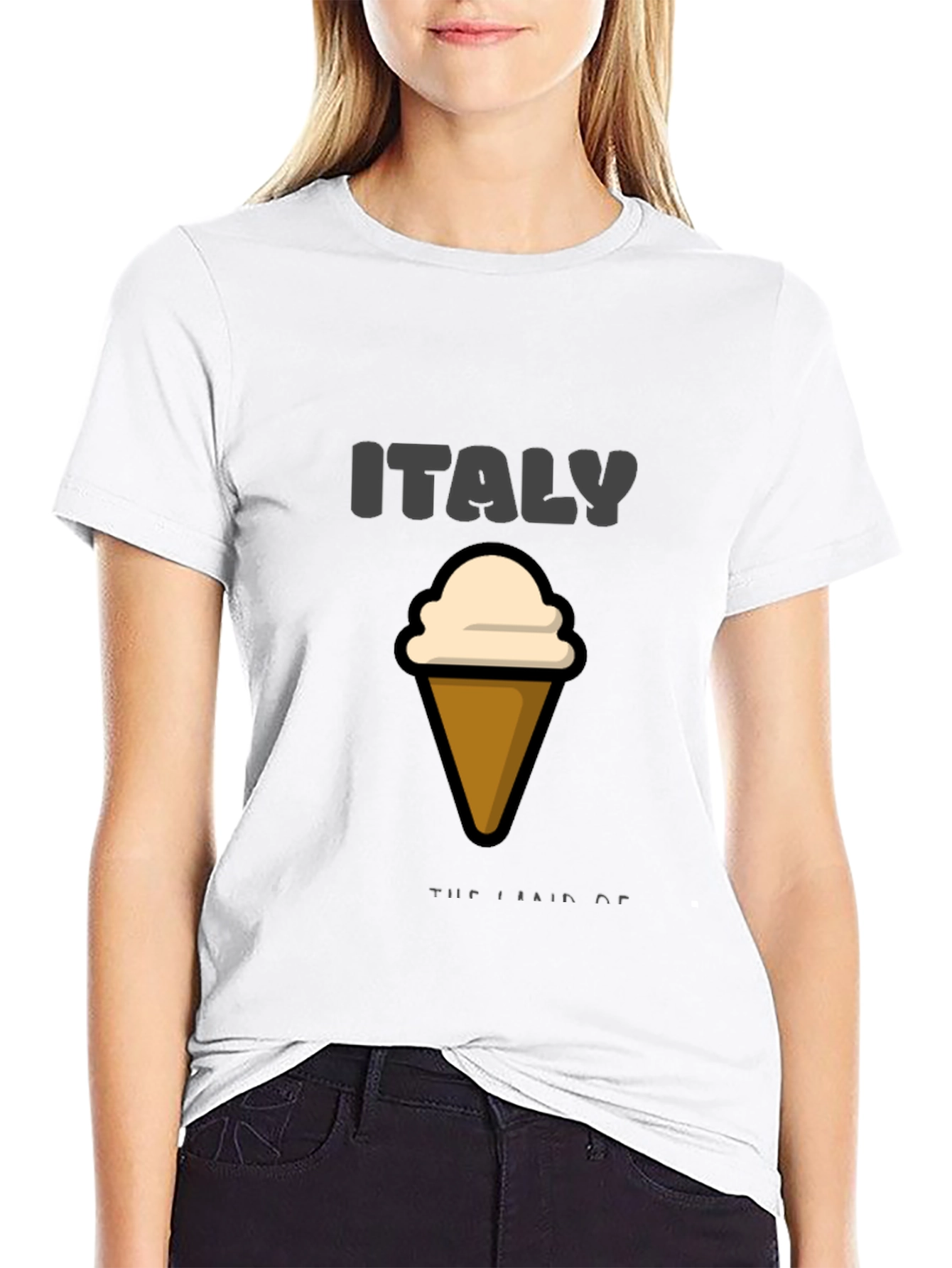 Italy Ice Cream Graphic Black T-Shirt