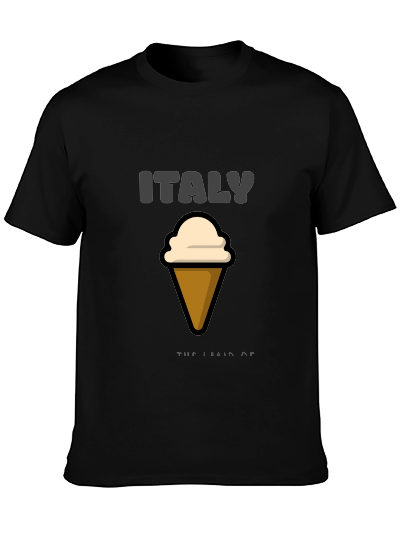 Italy Ice Cream Graphic Black T-Shirt