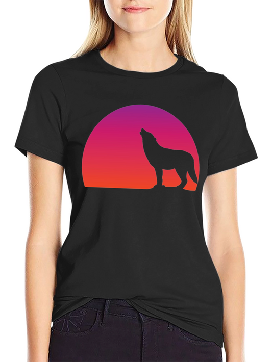 Wolf Silhouette Sunset Graphic T-Shirt