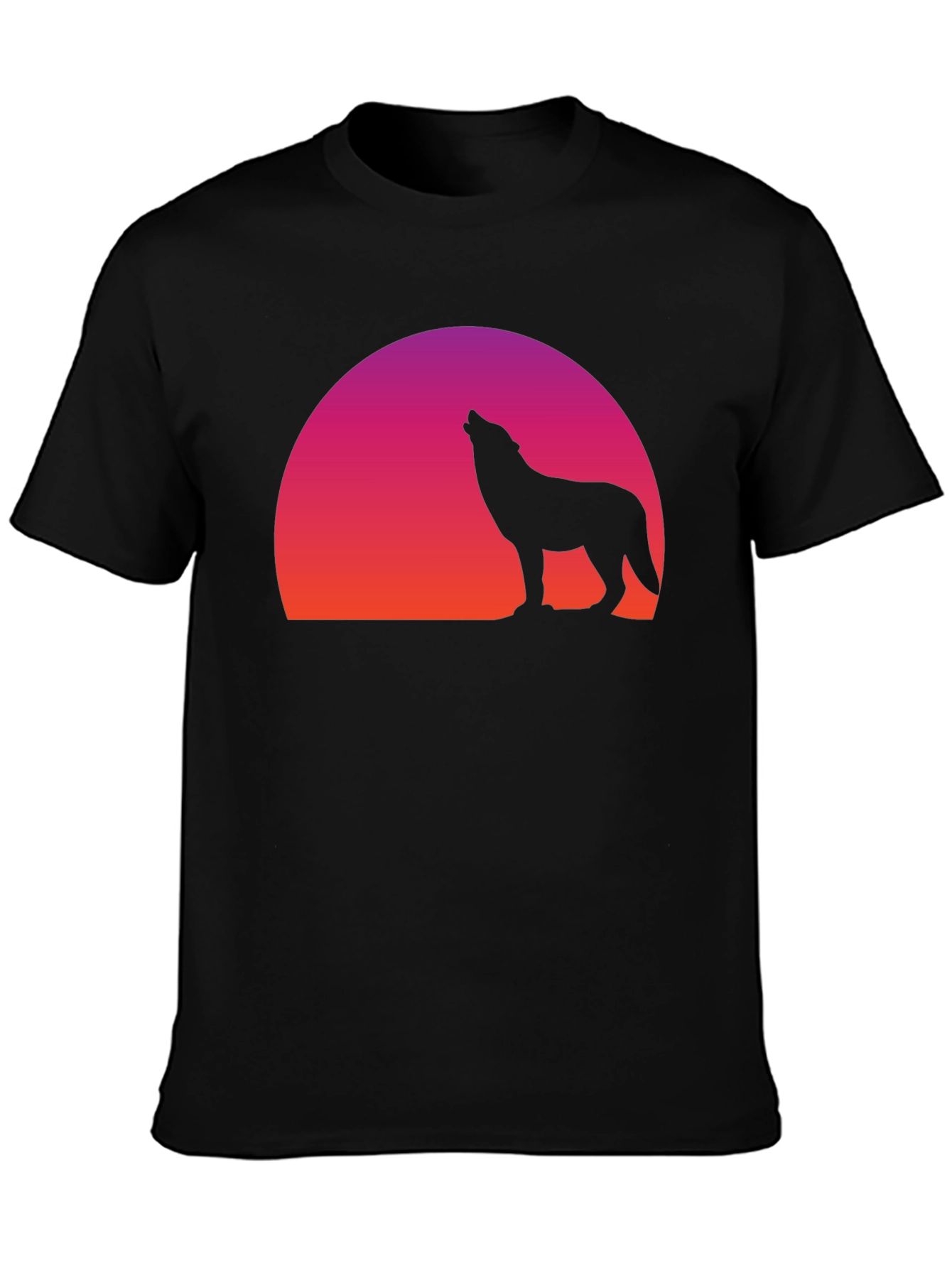 Wolf Silhouette Sunset Graphic T-Shirt