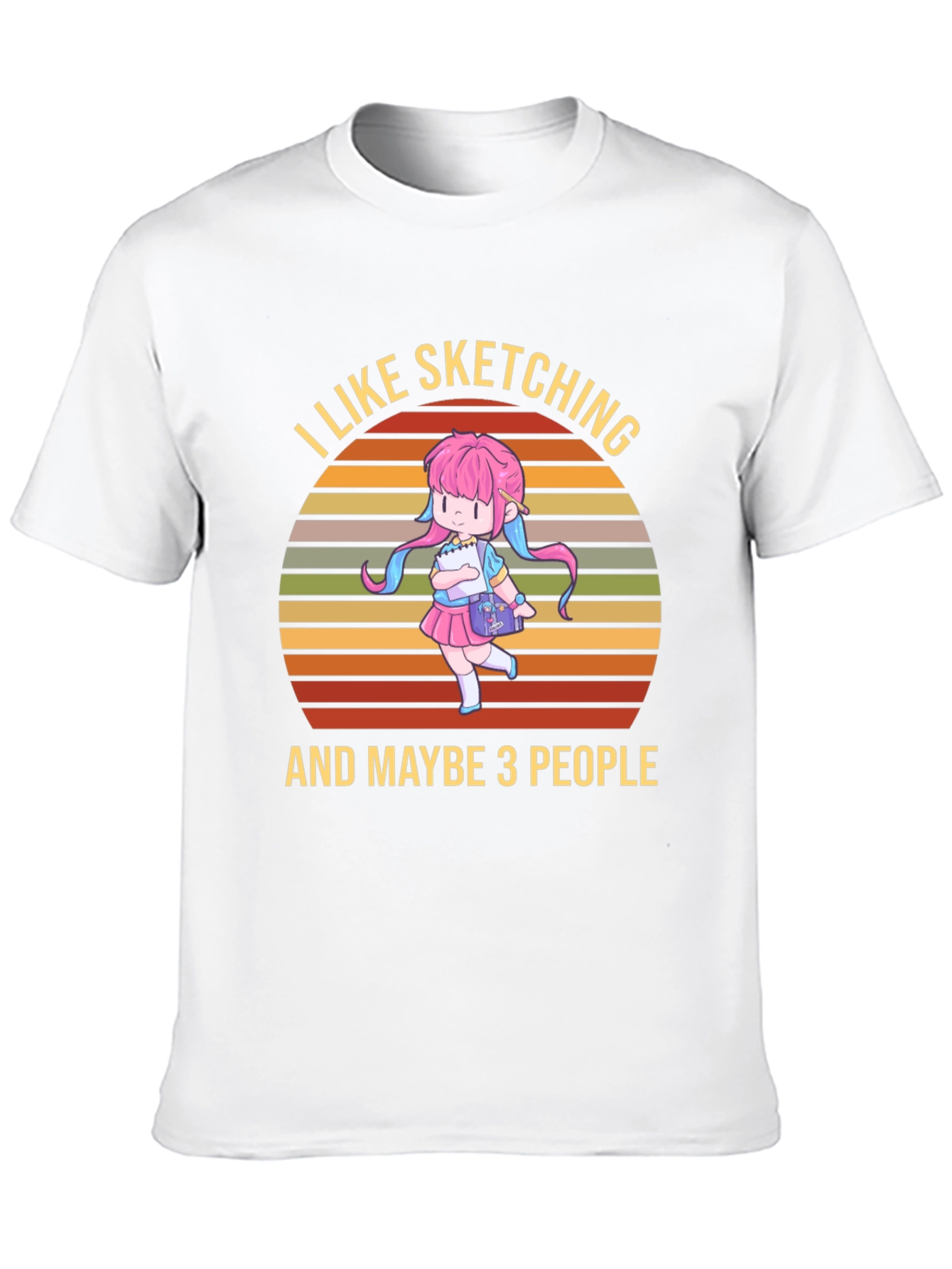 I Like Sketching & Maybe 3 People Black T-Shirt