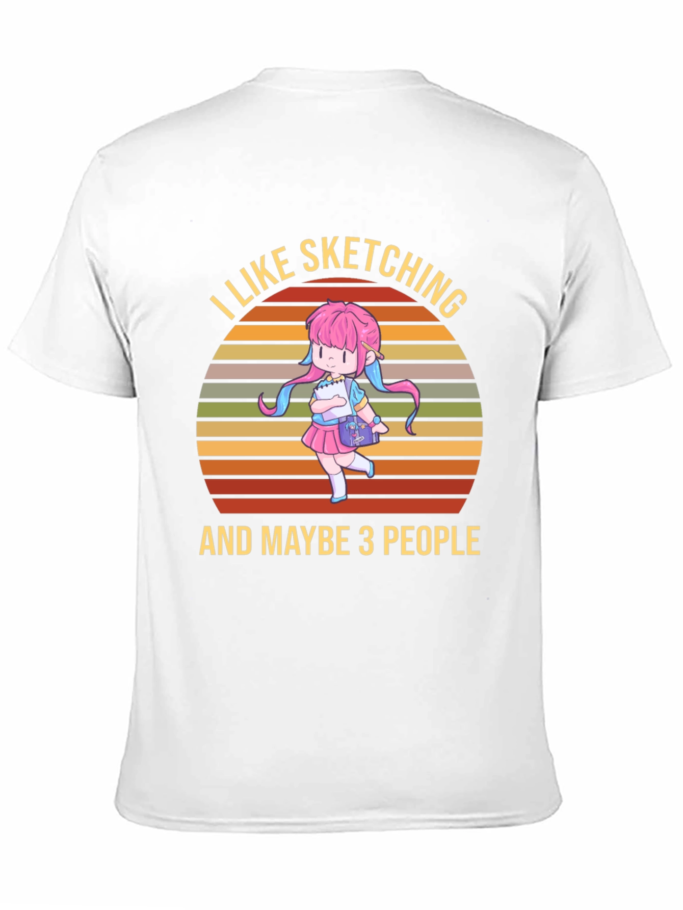 I Like Sketching & Maybe 3 People Black T-Shirt