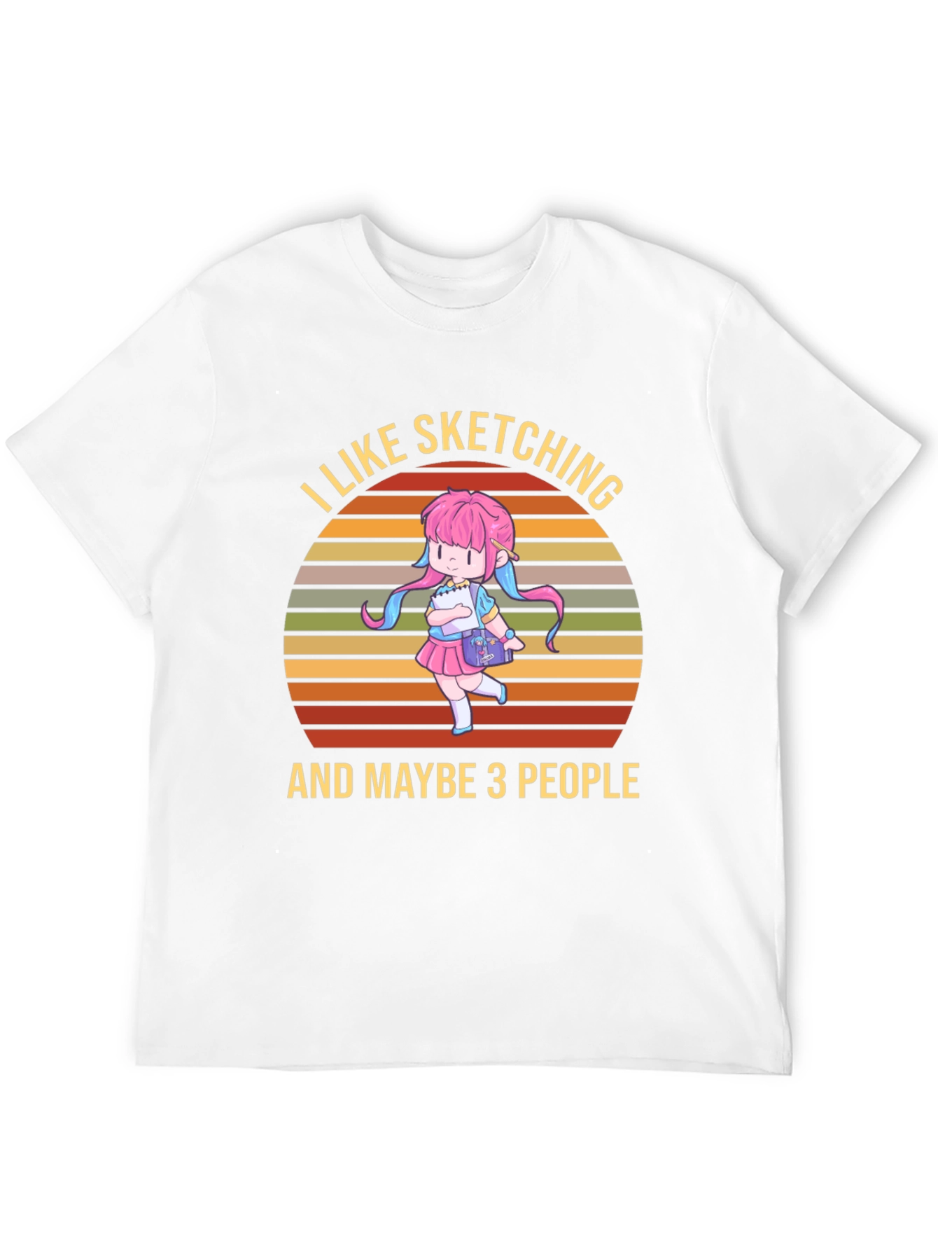 I Like Sketching & Maybe 3 People Black T-Shirt