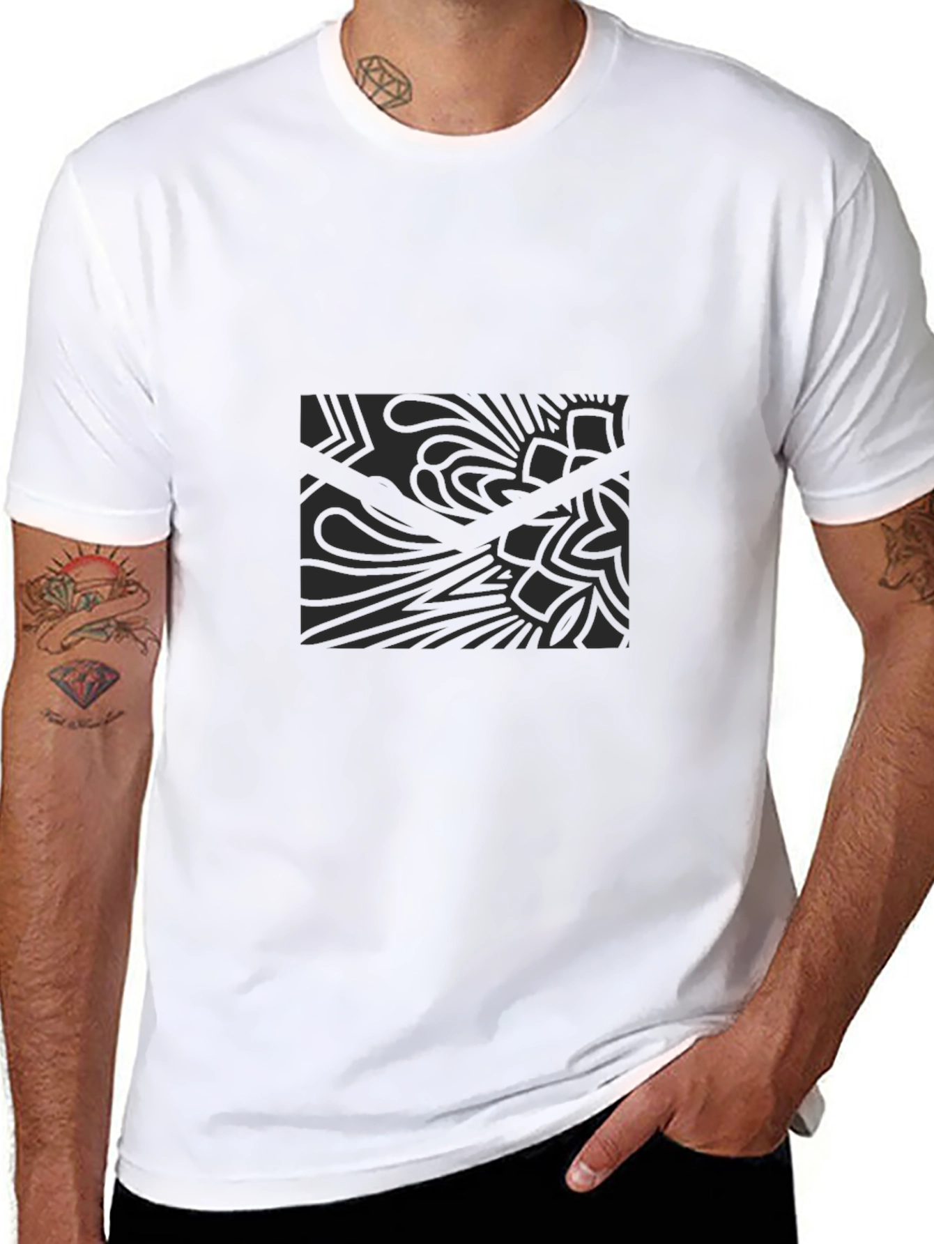 Stylish Black Graphic Tee - Mens Modern Design