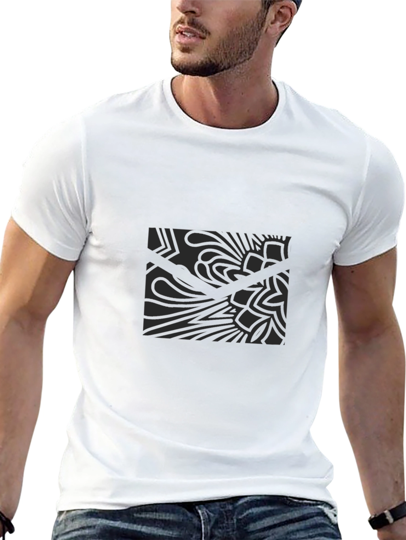 Stylish Black Graphic Tee - Mens Modern Design