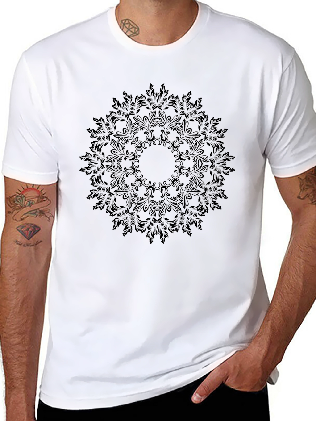 Black Mandala Graphic Tee - Mens Casual Style