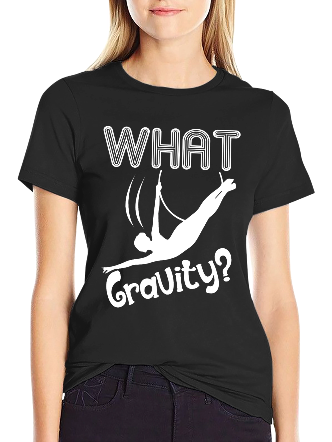 What Gravity? Aerial Acrobat T-Shirt - Black Cotton Tee