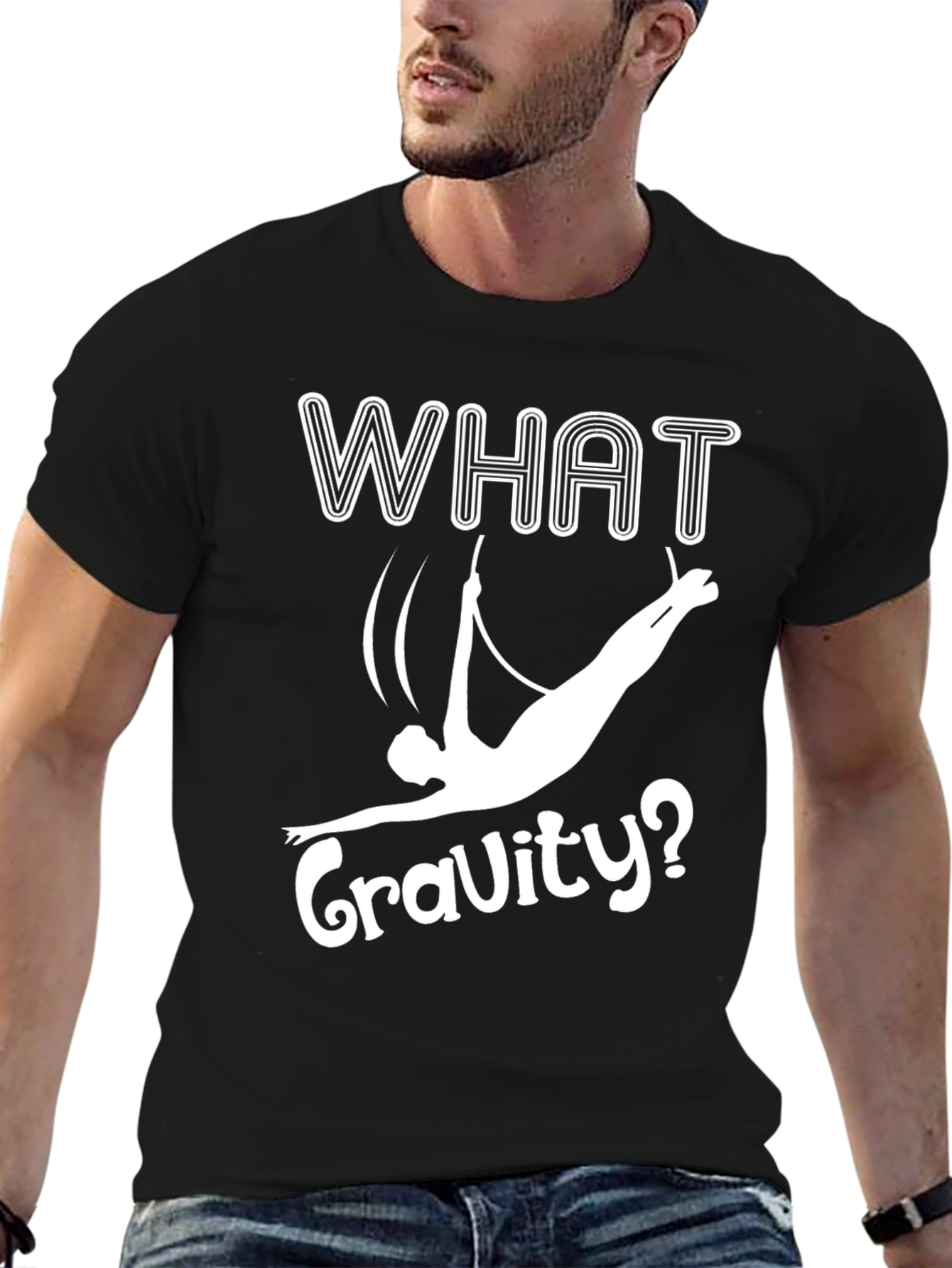 What Gravity? Aerial Acrobat T-Shirt - Black Cotton Tee