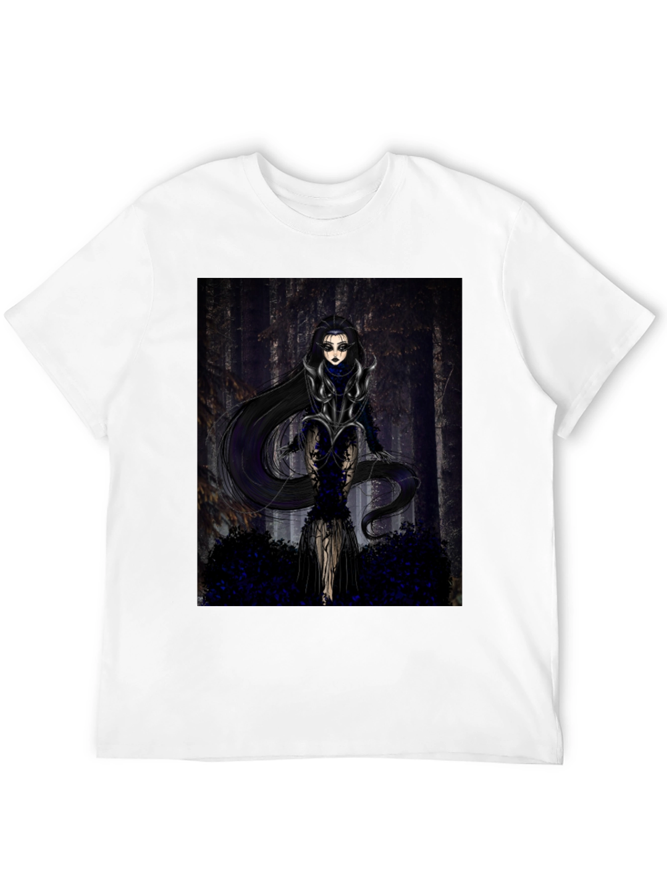 Gothic Forest Woman Graphic Print T-Shirt