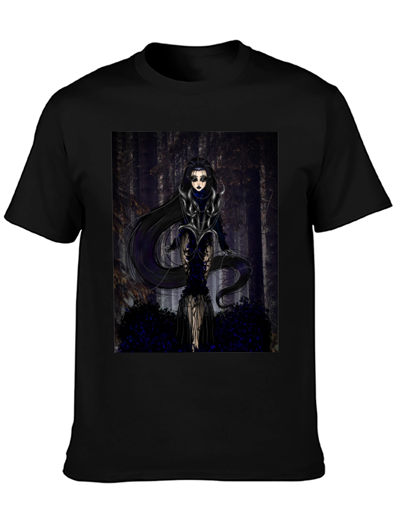 Gothic Forest Woman Graphic Print T-Shirt