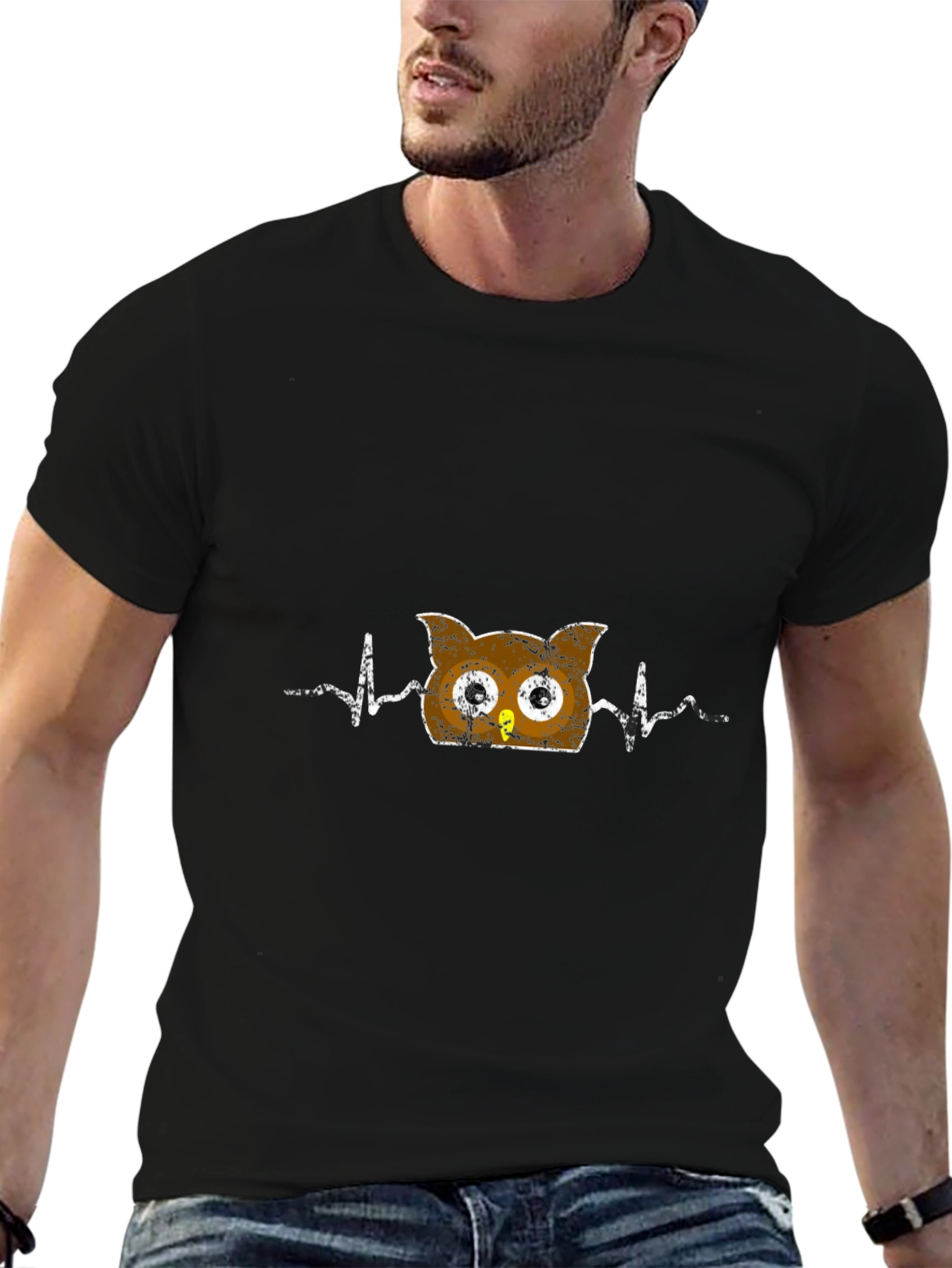 Owl Heartbeat T-Shirt - Fun Animal Graphic Tee