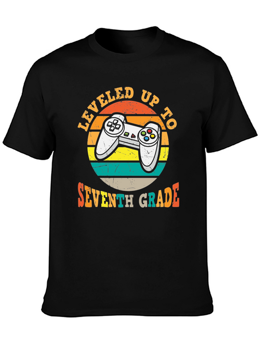 Leveled Up To Seventh Grade Graphic Tee - Gamer Style
