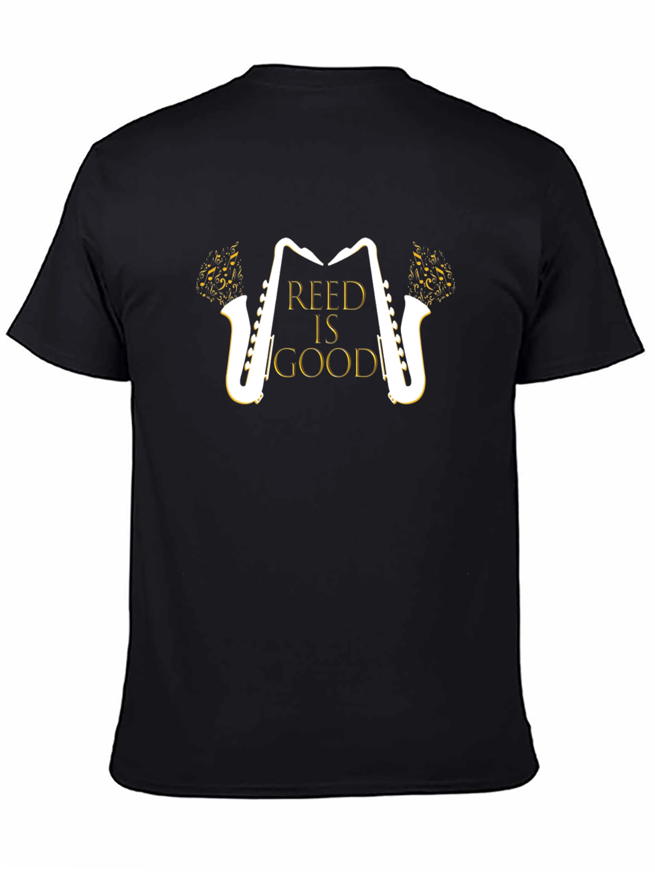 Reed is Good Saxophone Graphic Black T-Shirt